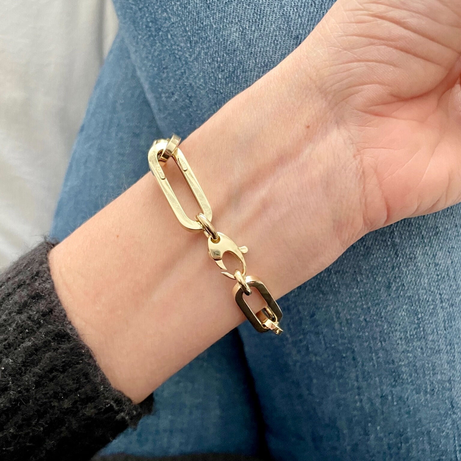 14K Gold Chunky 10 mm Thick Paperclip Bracelet