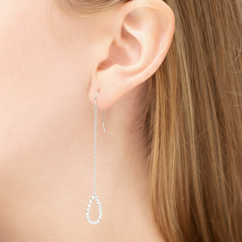 14K Gold Pear Shaped Drop Chain Earrings