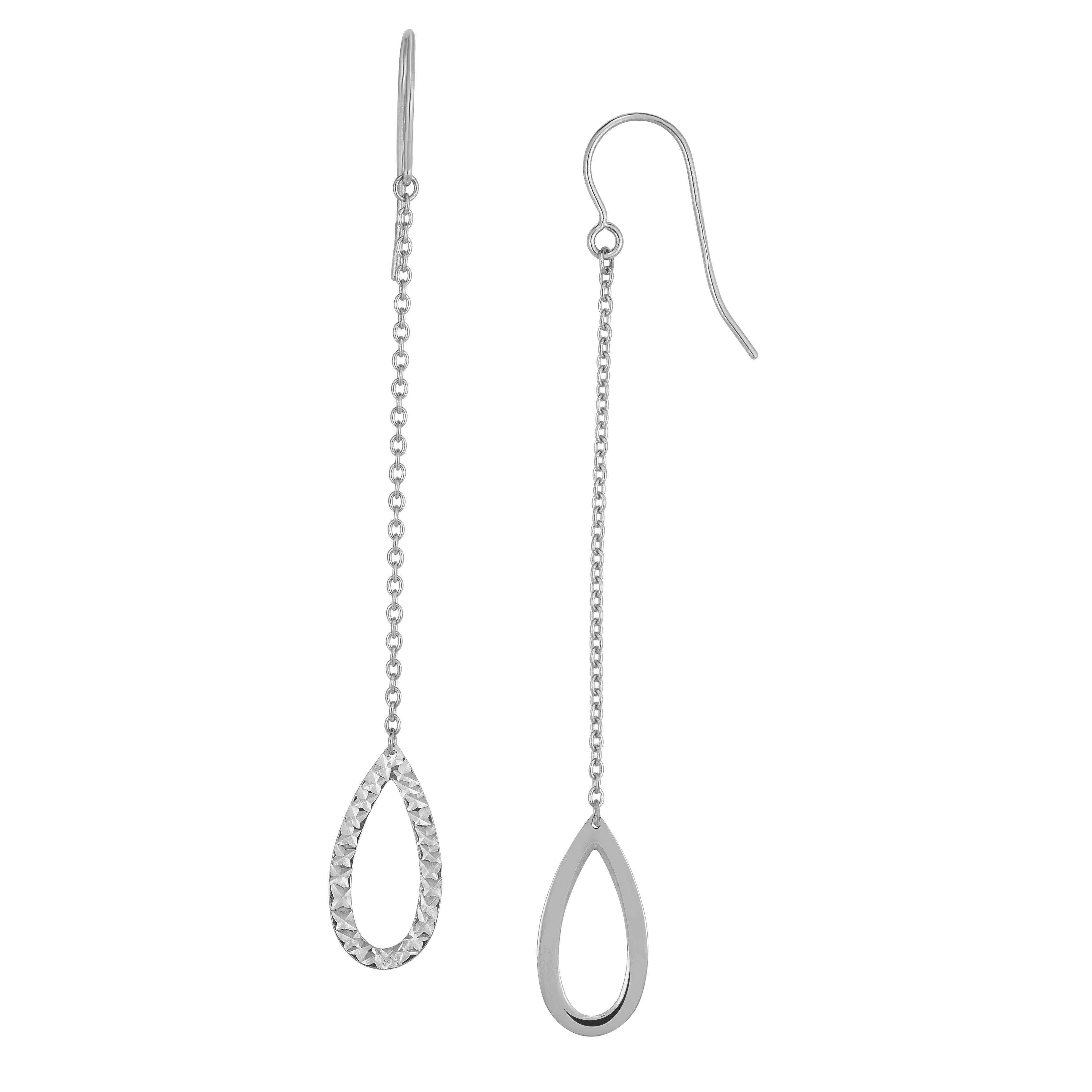 14K Gold Pear Shaped Drop Chain Earrings