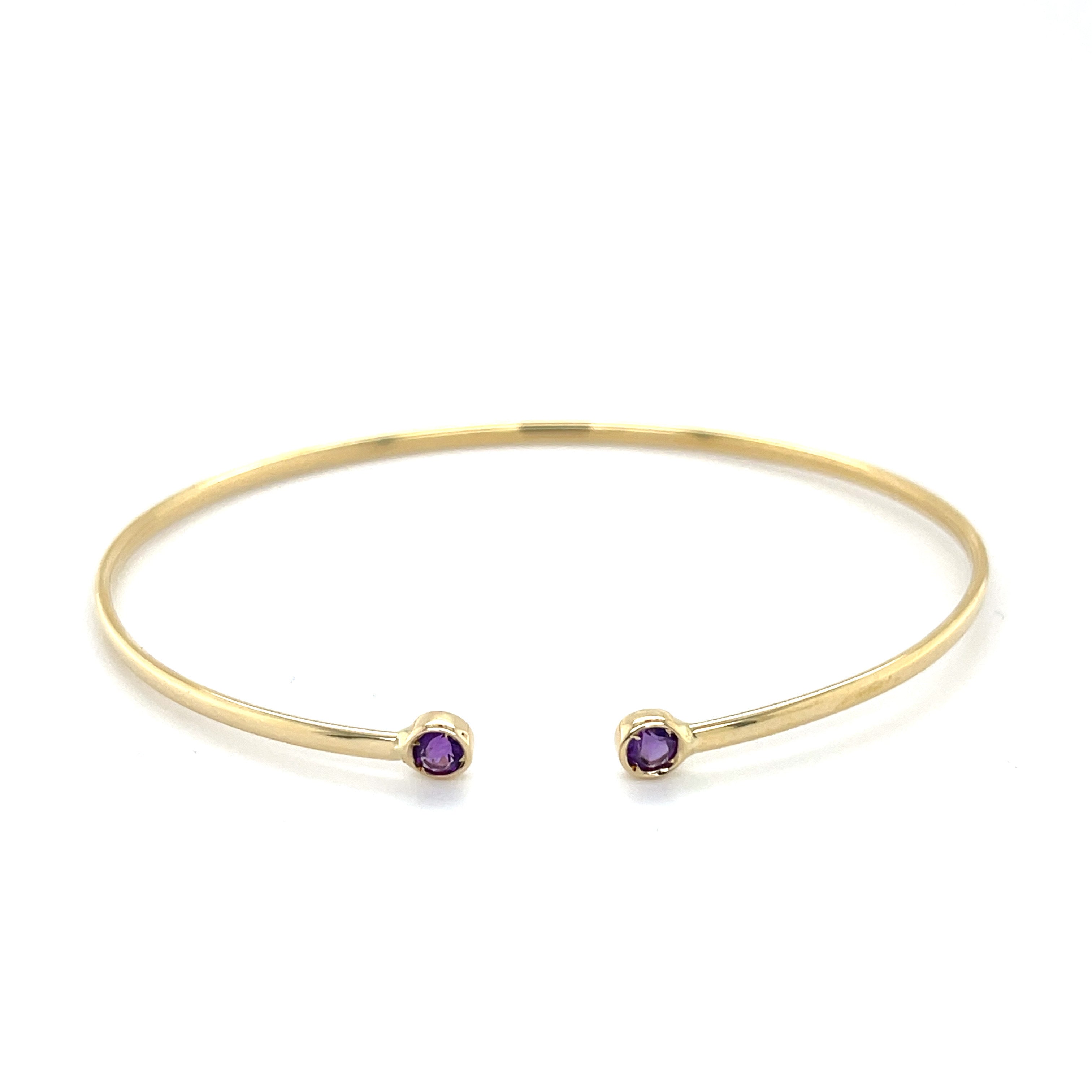 14K Gold Gemstone Cuff Bangle