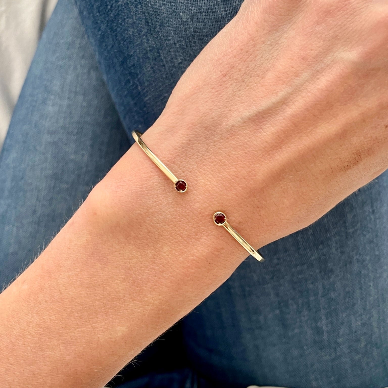 14K Gold Gemstone Cuff Bangle