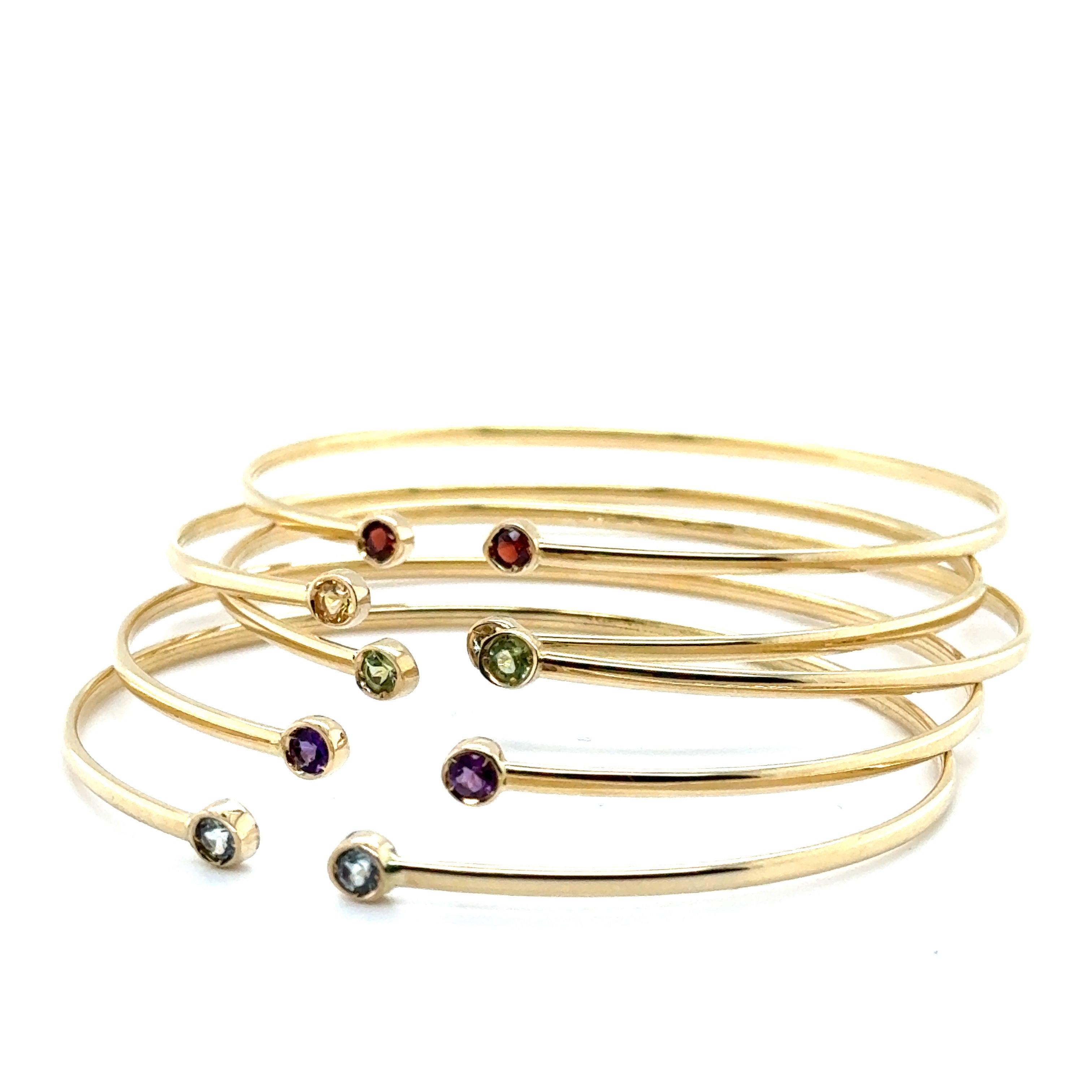 14K Gold Gemstone Cuff Bangle