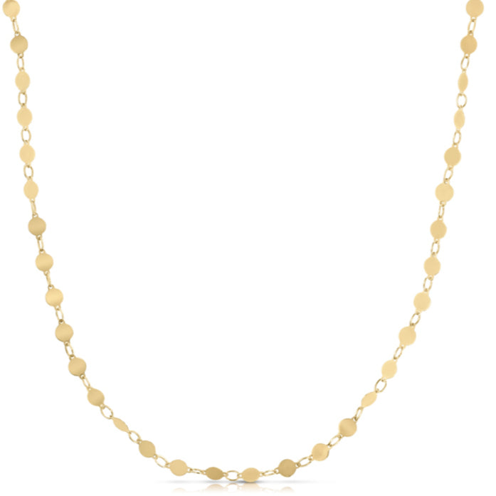 14K Gold 18" & 30" Round Mirror Link Necklace