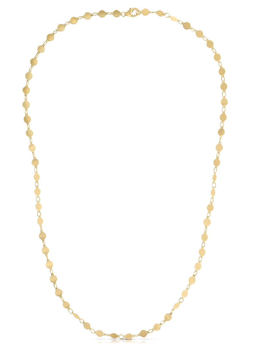 14K Gold 18" & 30" Round Mirror Link Necklace