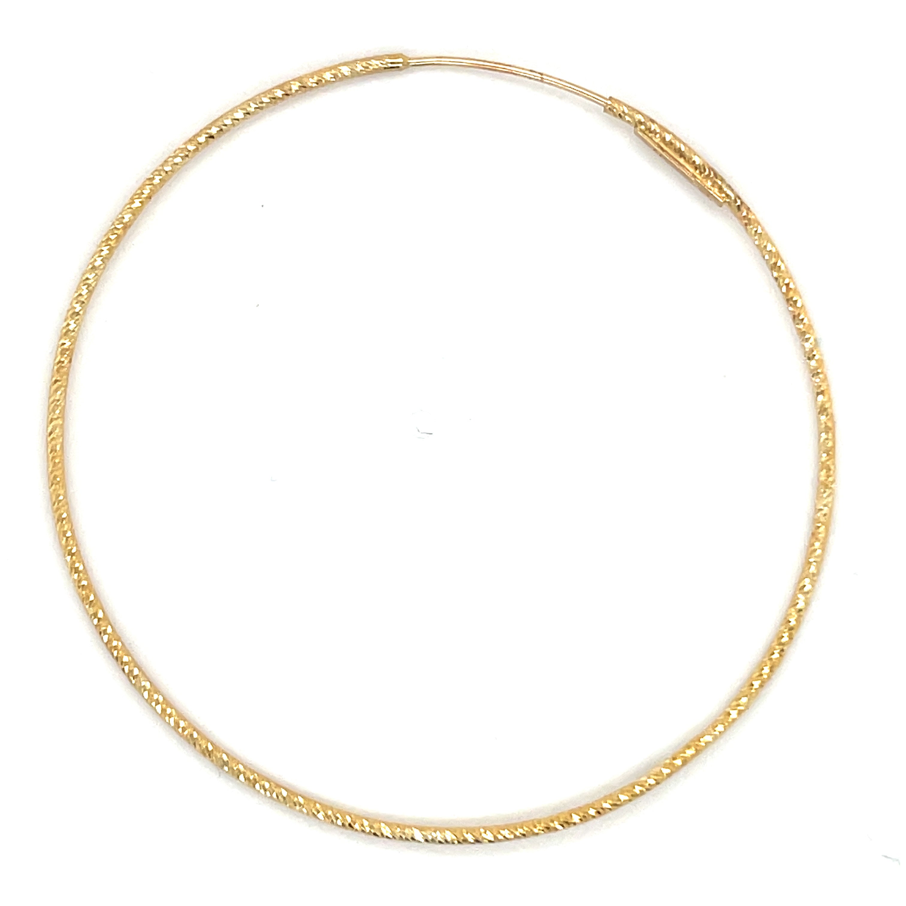 14K Gold 50mm Textured Hoop Earrings