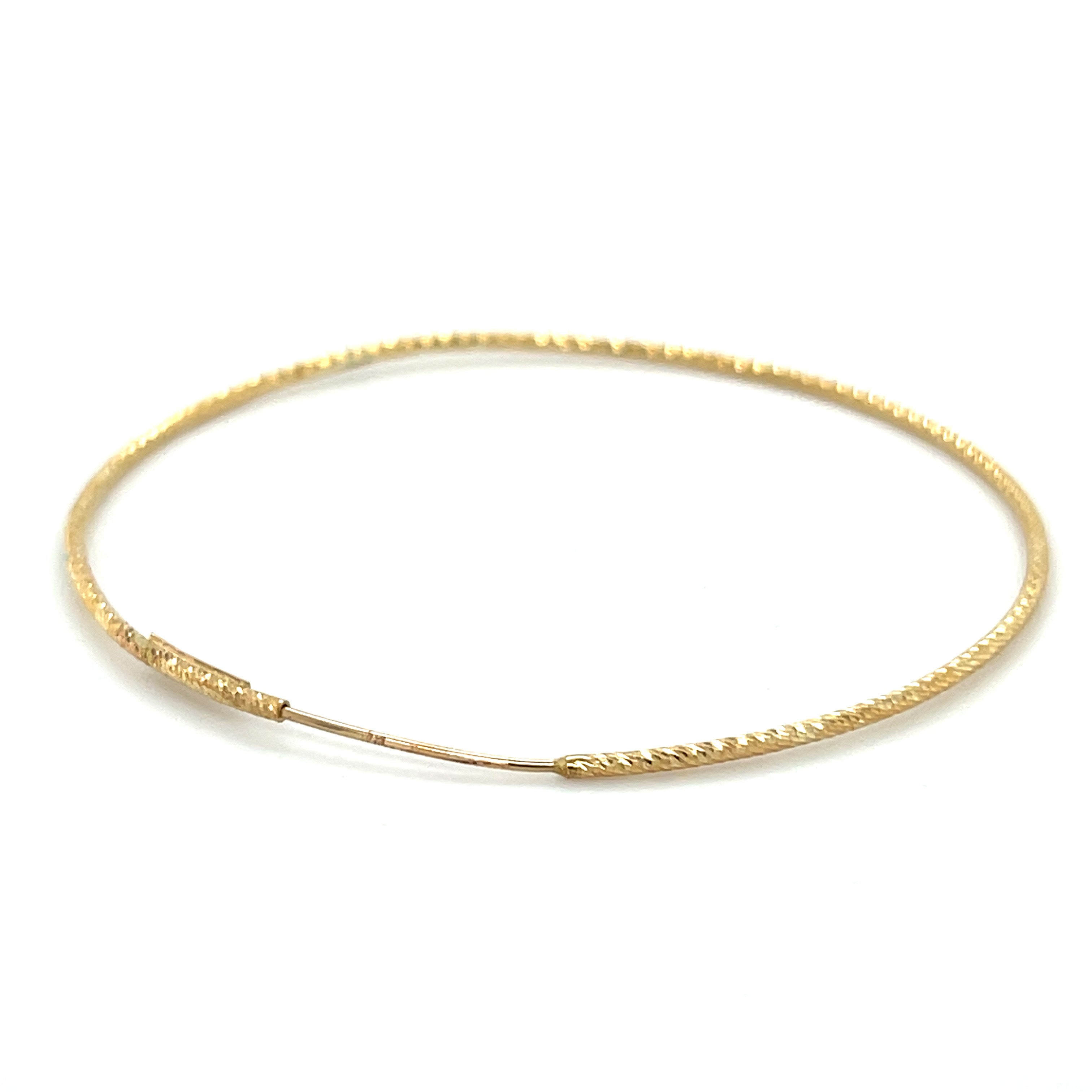 14K Gold 50mm Textured Endless Hoop Earrings
