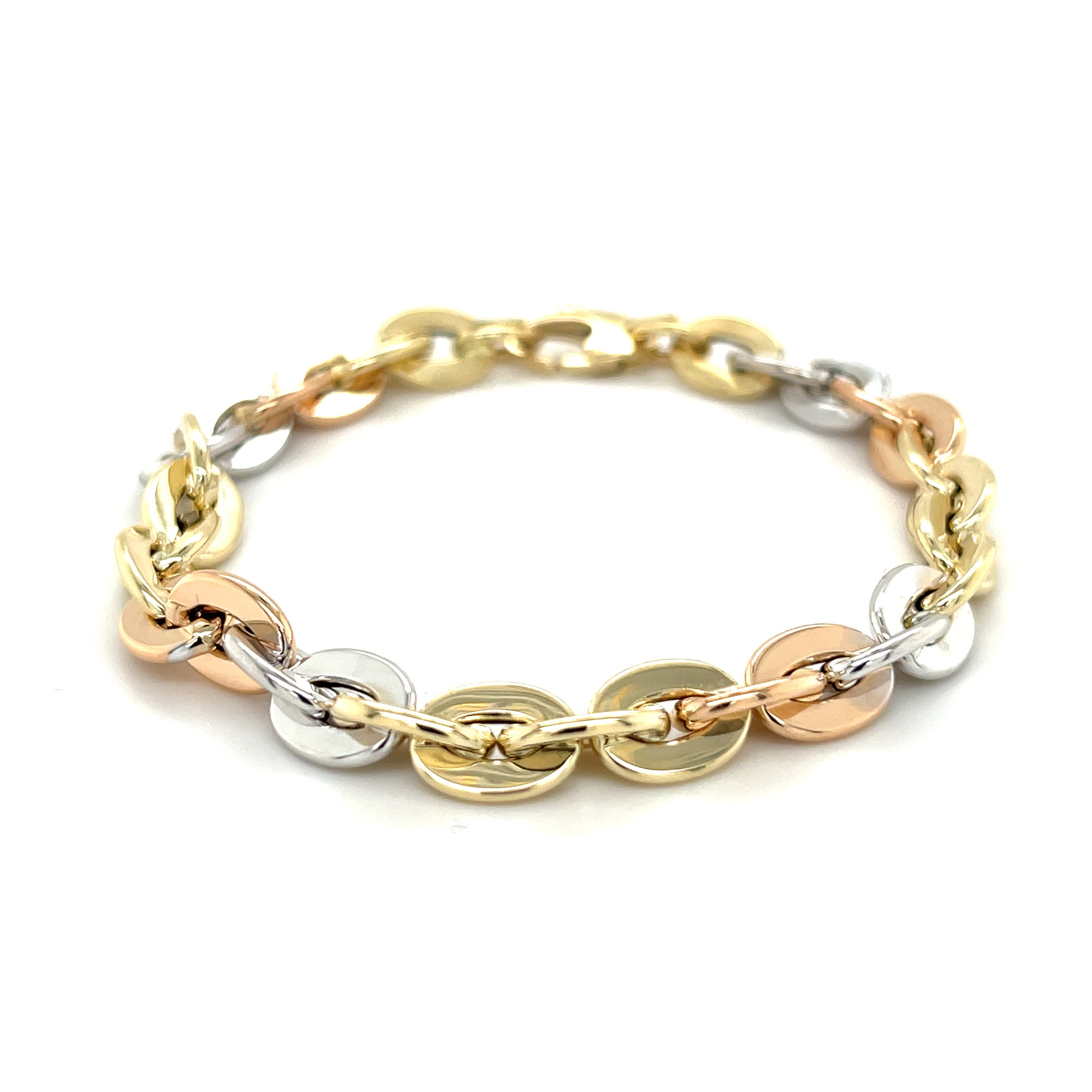 TriColor 14K Gold Oval Link Bracelet Women