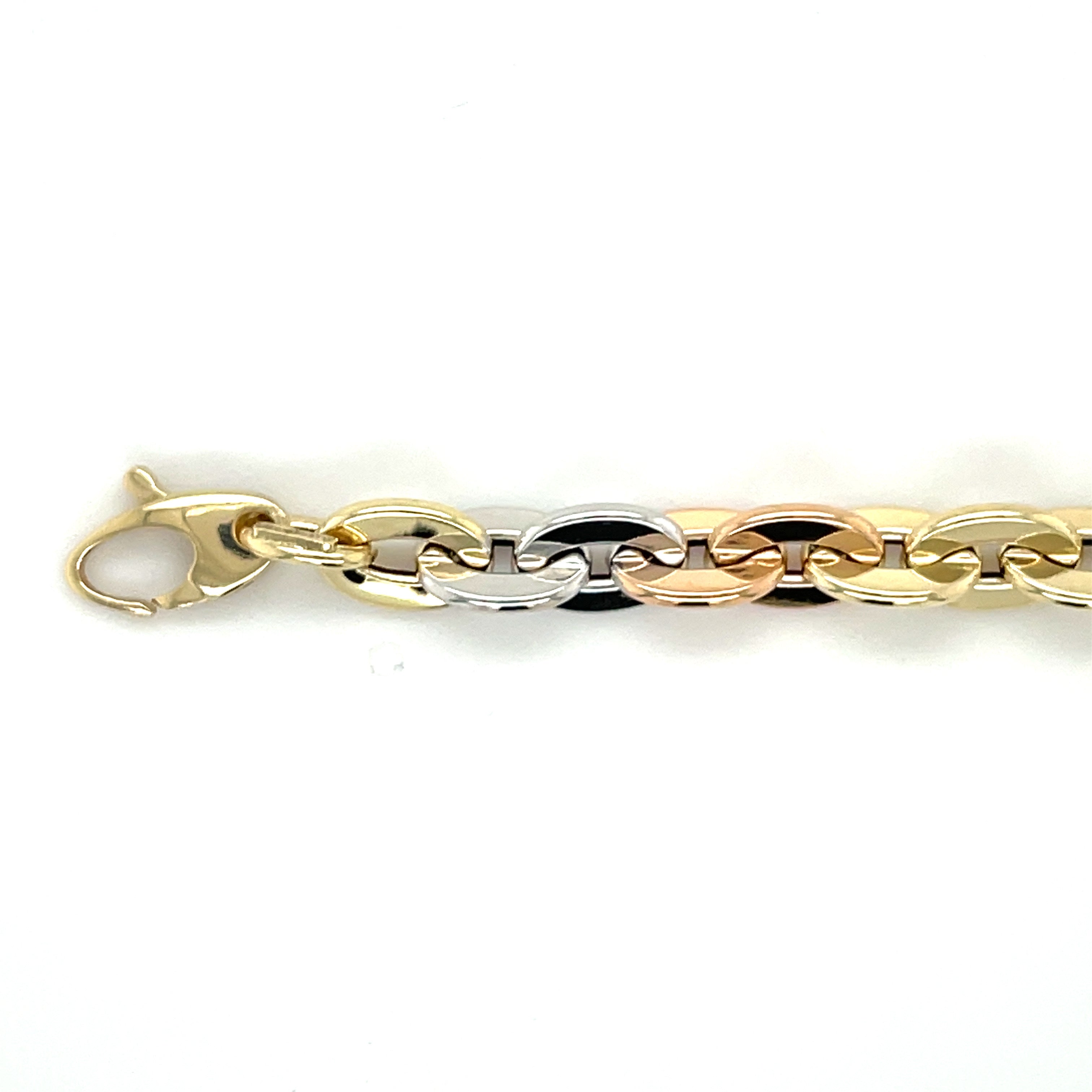 TriColor 14K Gold Oval Link Bracelet Women