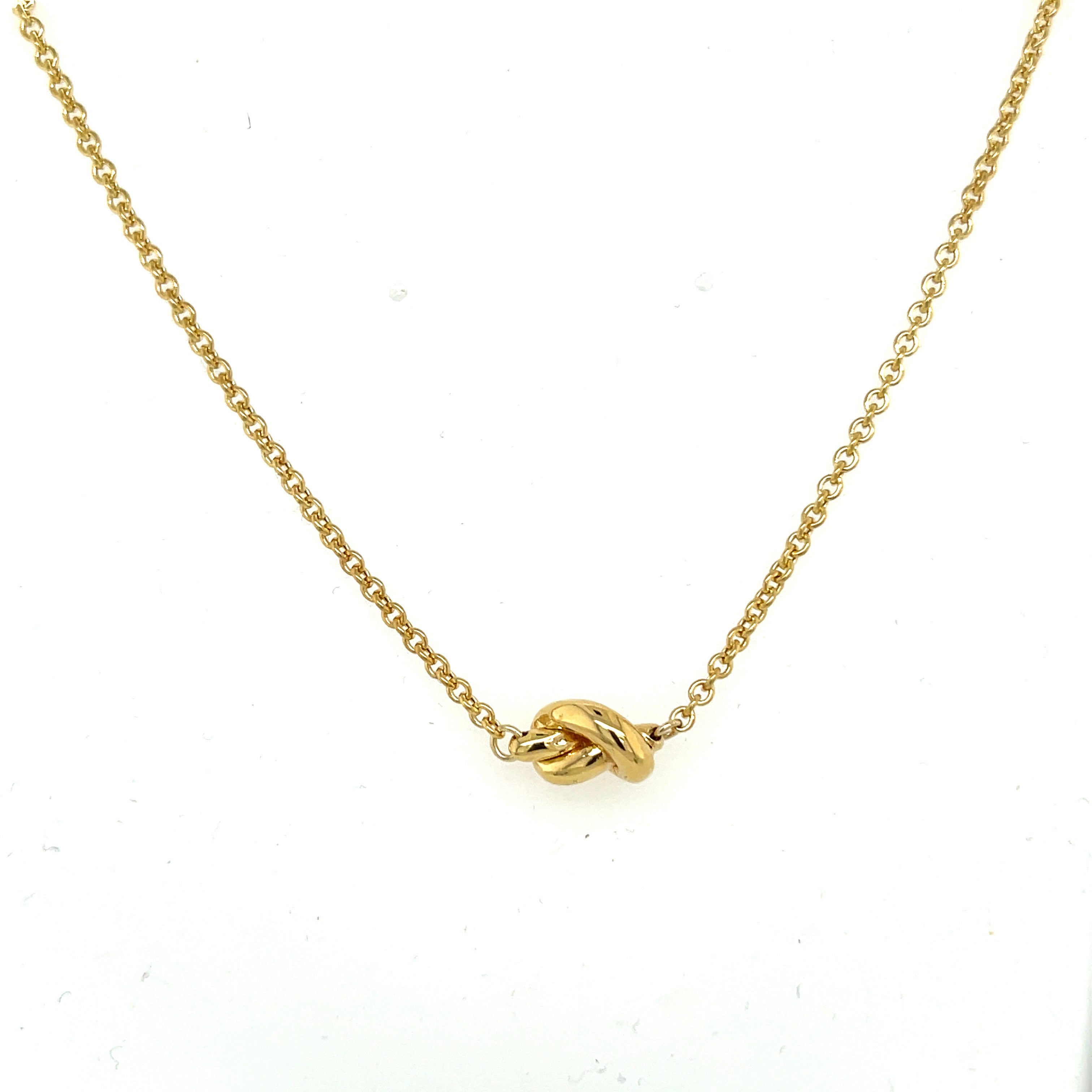 14K Gold Solitaire Love Knot Pendant Necklace
