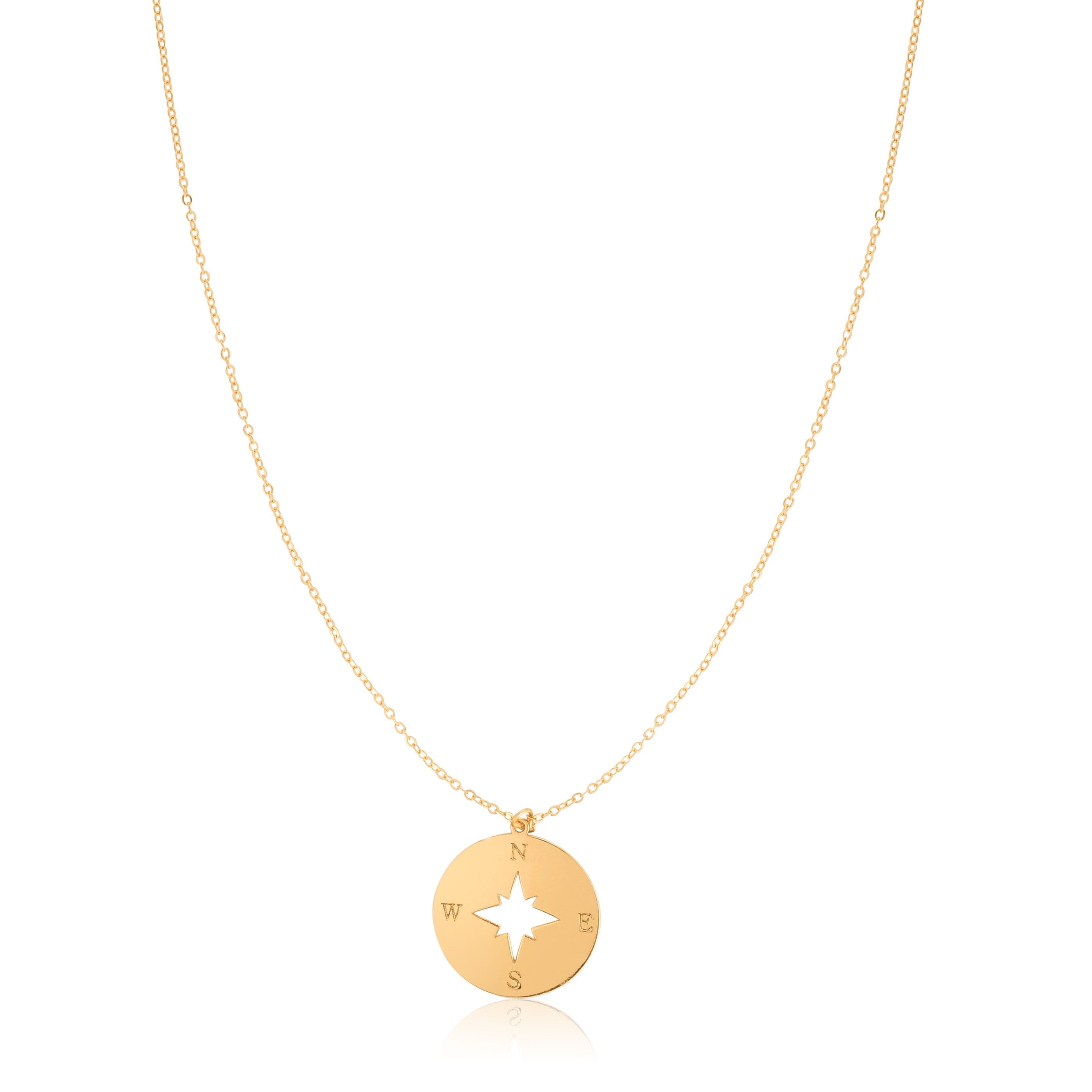 14K Gold North Star Compass Necklace