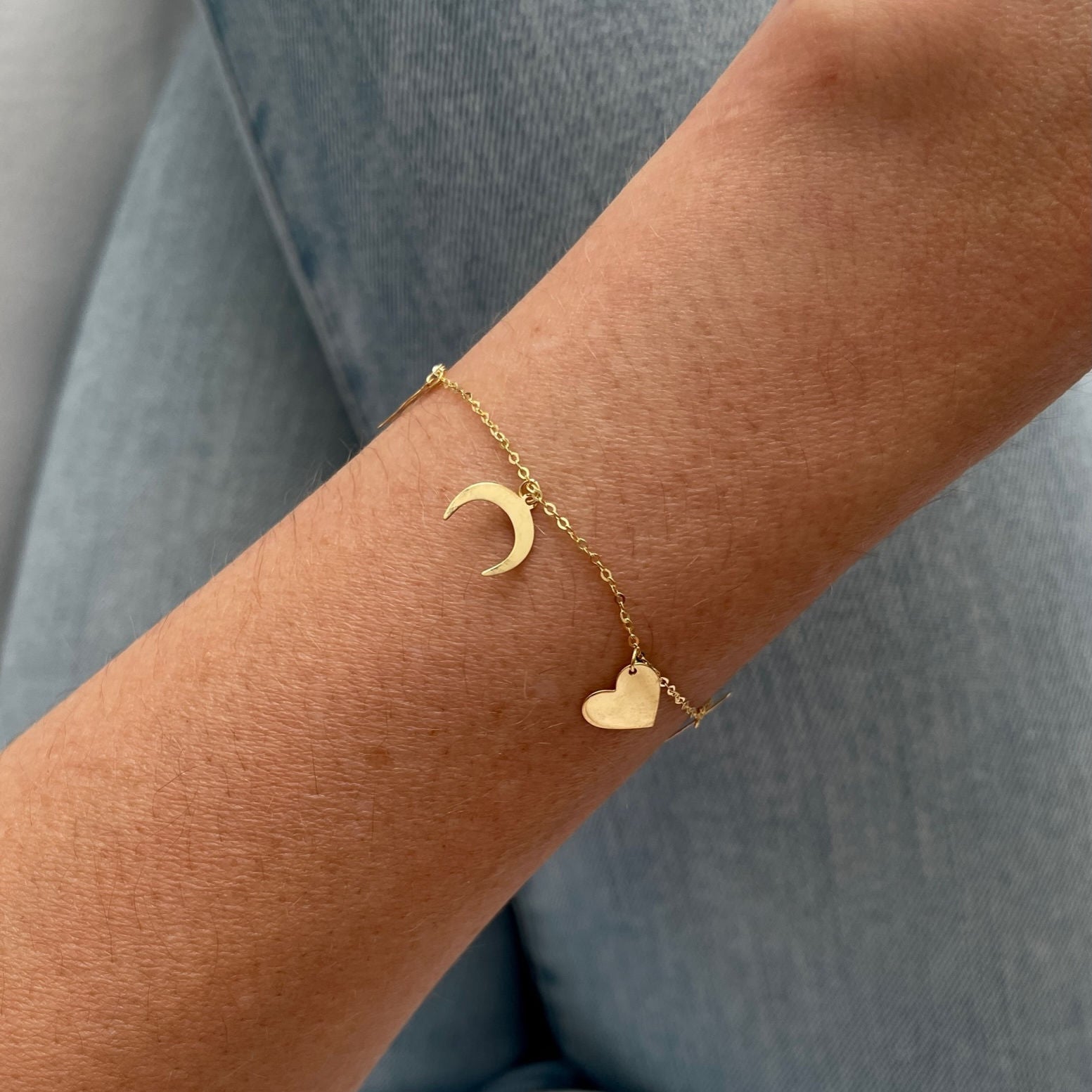 14K Gold Multi Charm Lucky Bracelet