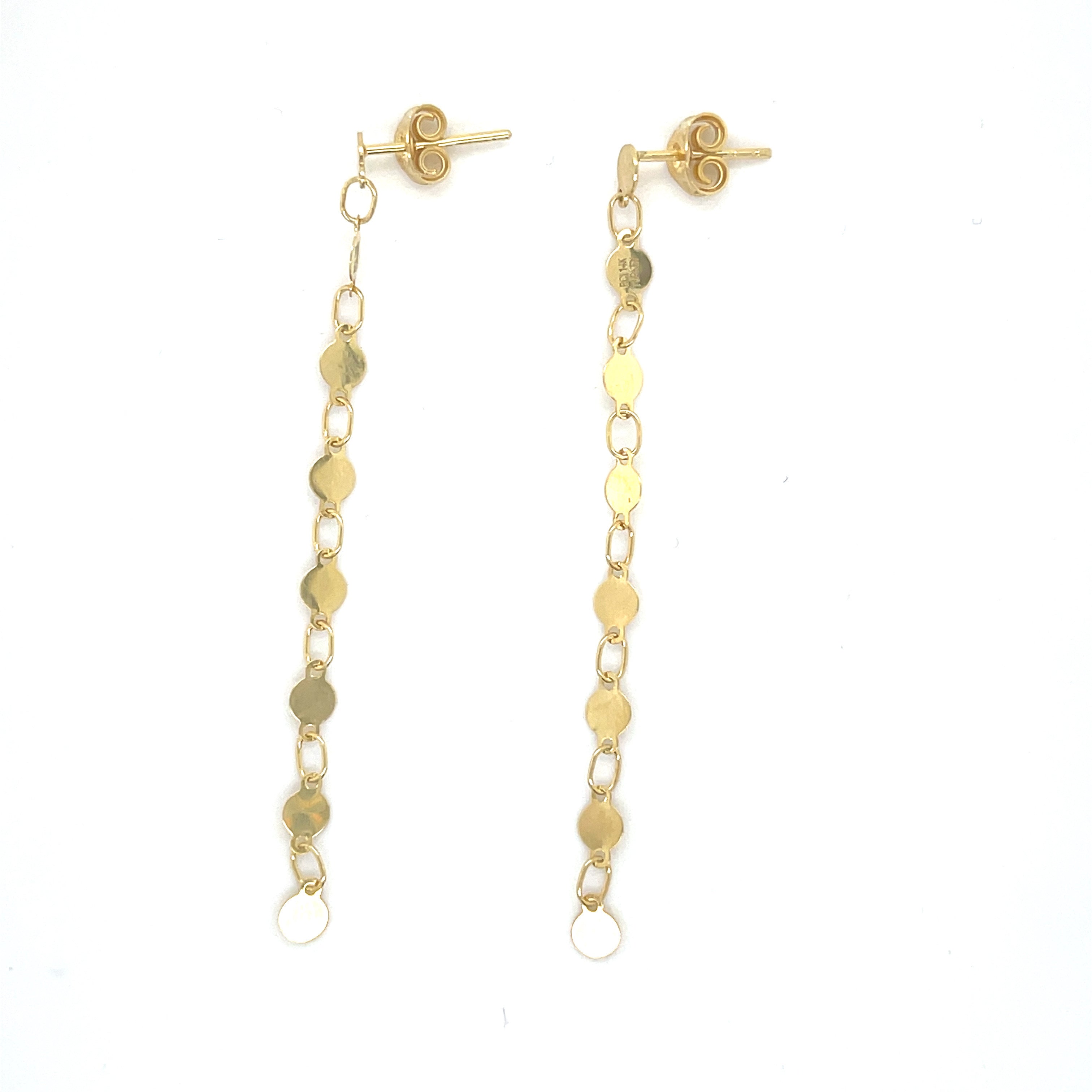 14K Gold Mirror Drop Chain Earrings