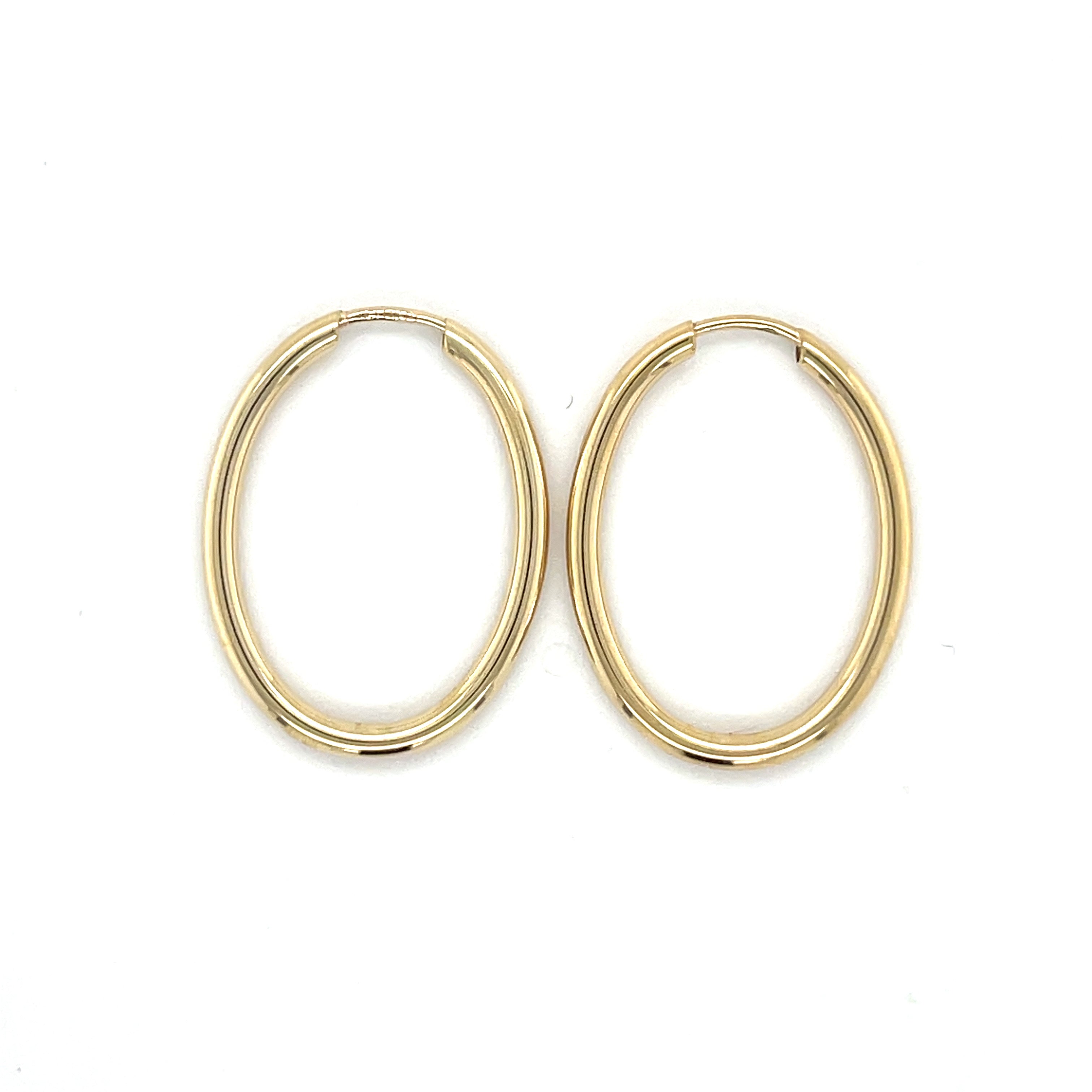 14K Gold Endless Oval Hoops