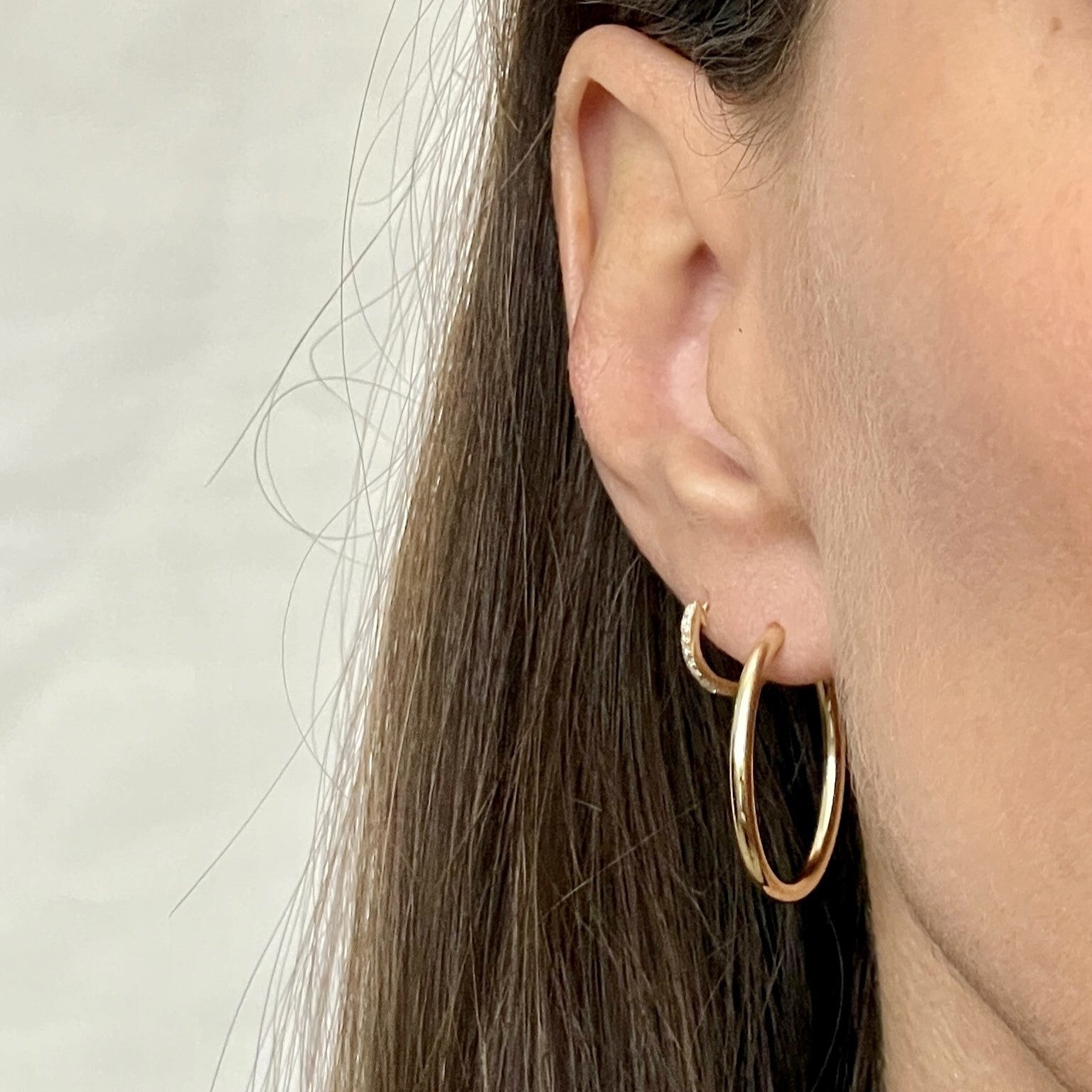 14K Gold Large Oval Hoop Earrings