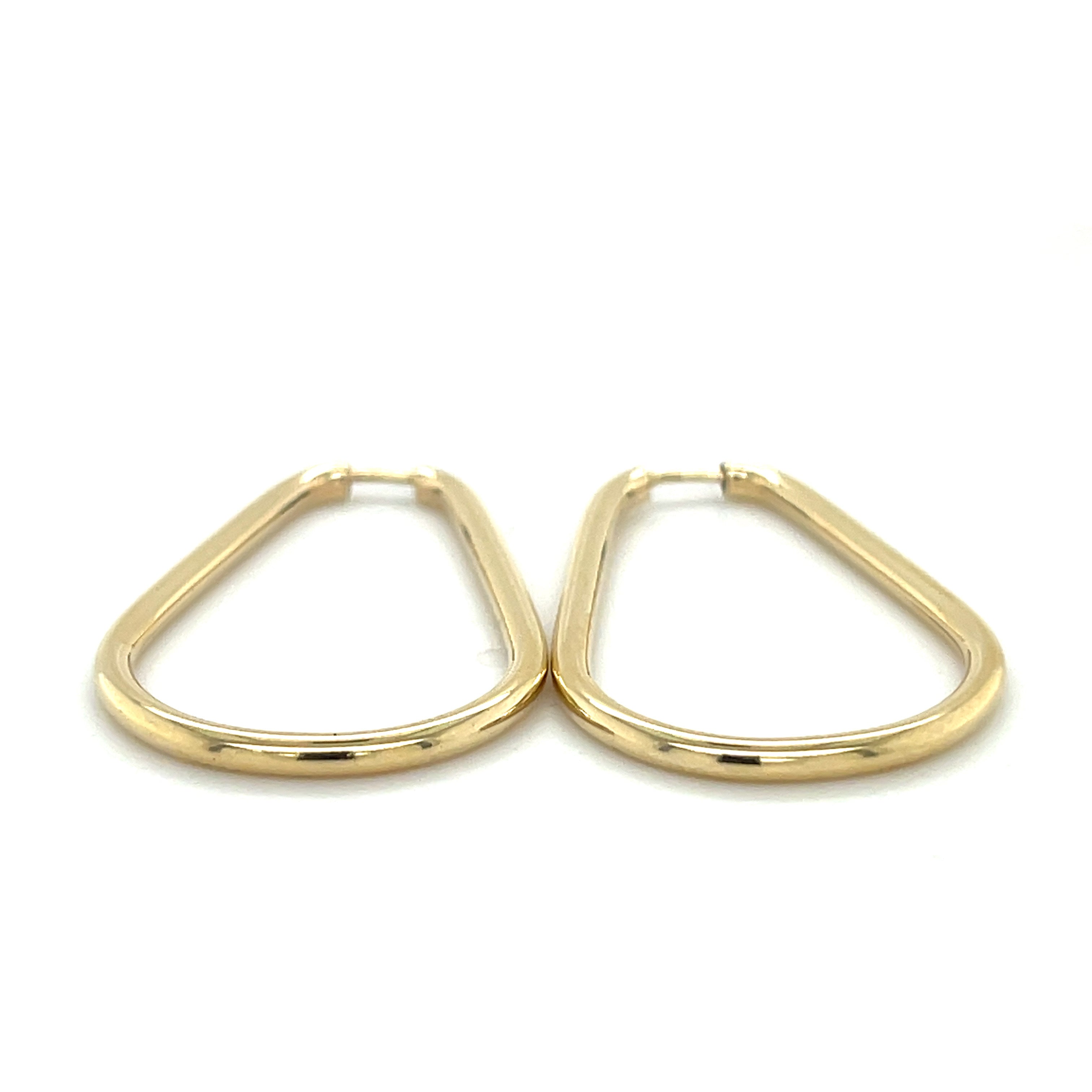 14K Gold Pear Shaped Teardrop Hoop Earrings