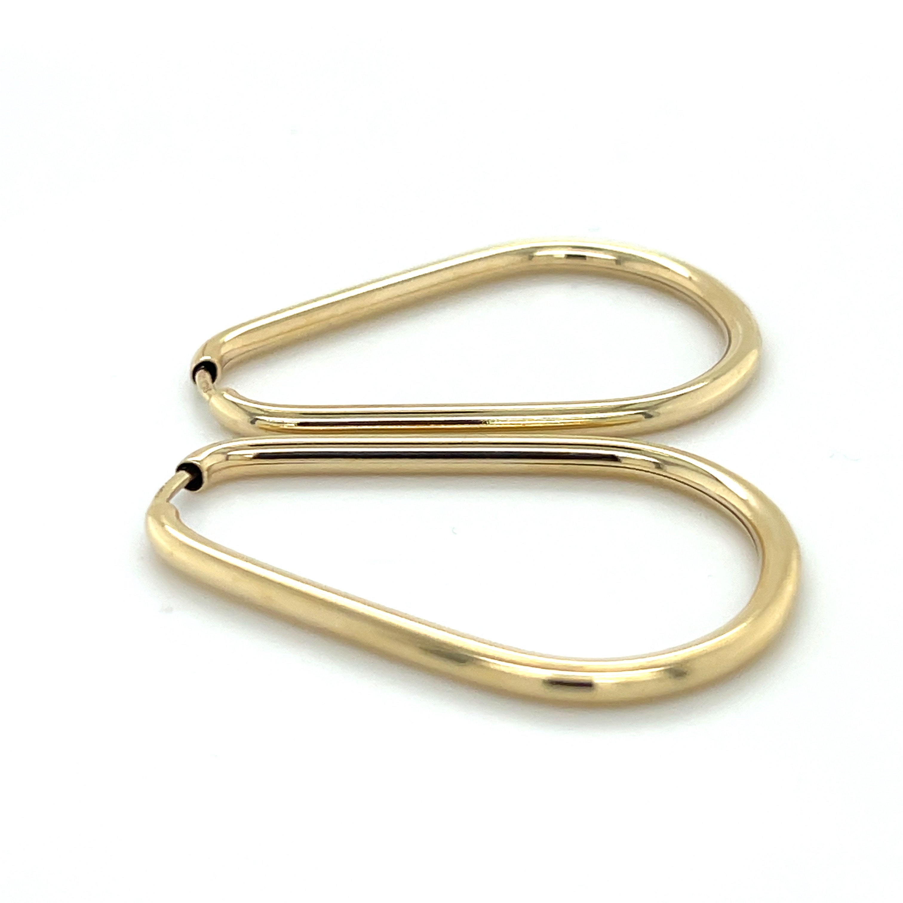 14K Gold Pear Shaped Teardrop Hoop Earrings