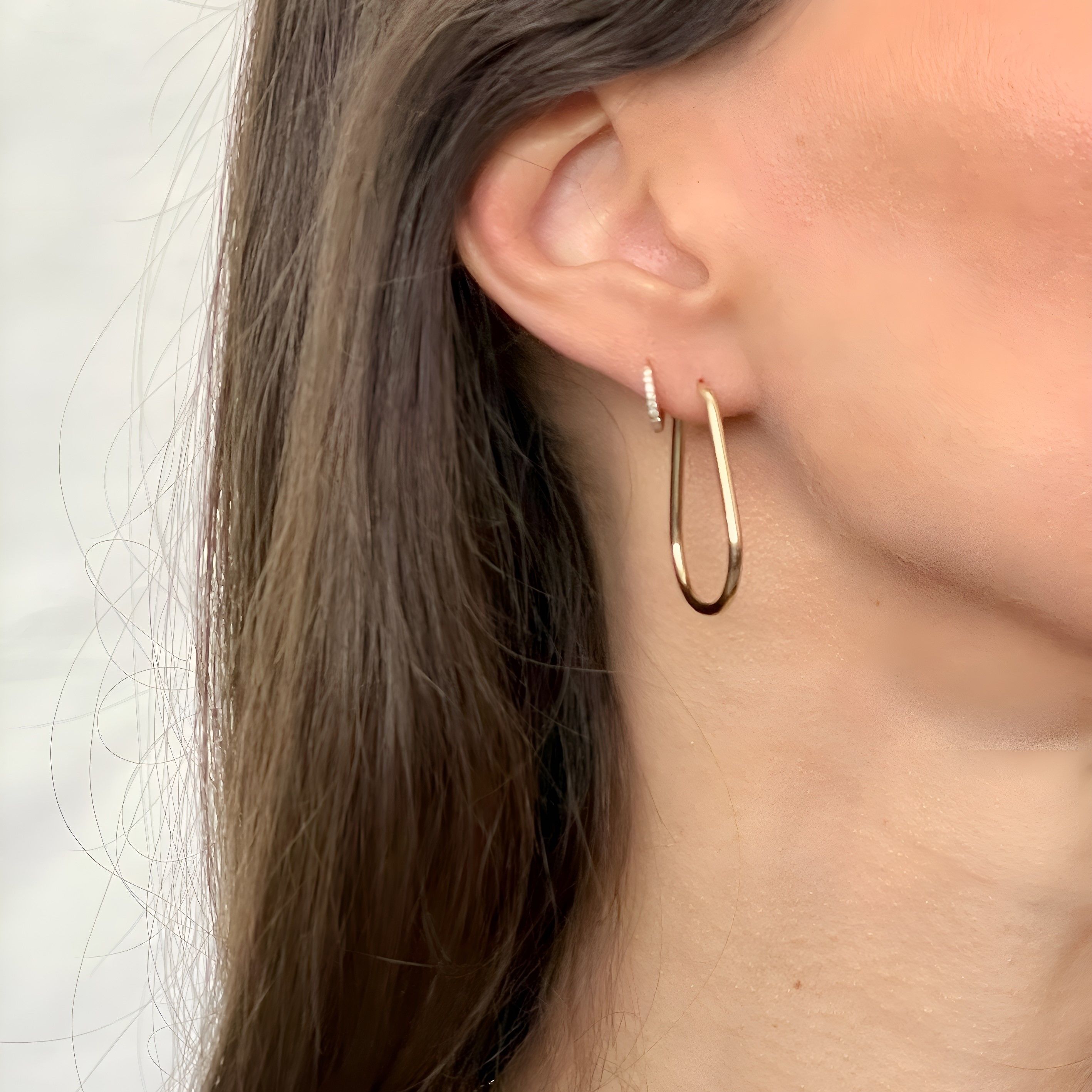 14K Gold Open Teardrop Hoop Earrings: Endless Closure