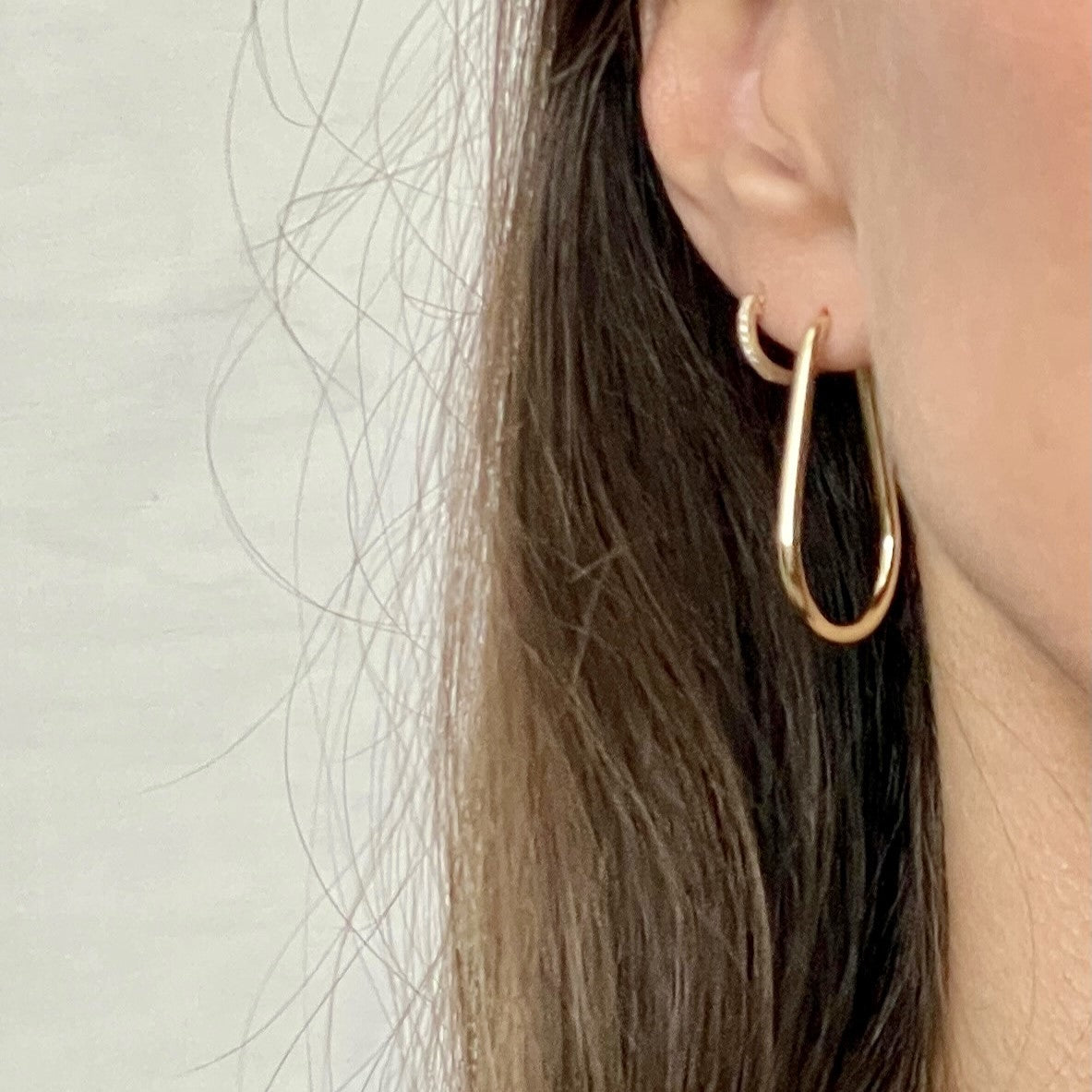 14K Gold Pear Shaped Hoops