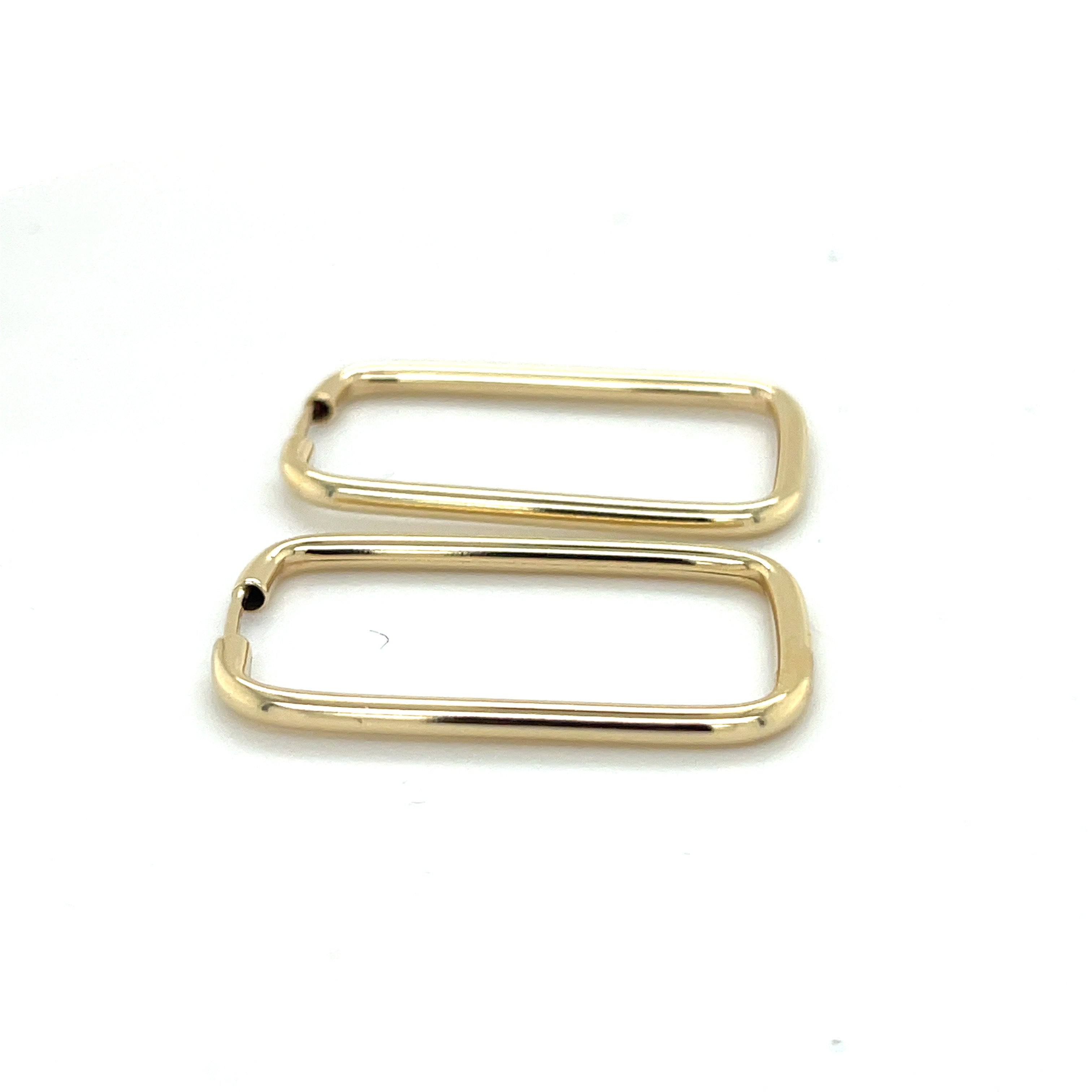 14K Gold Large Endless Rectangle Hoop Earrings