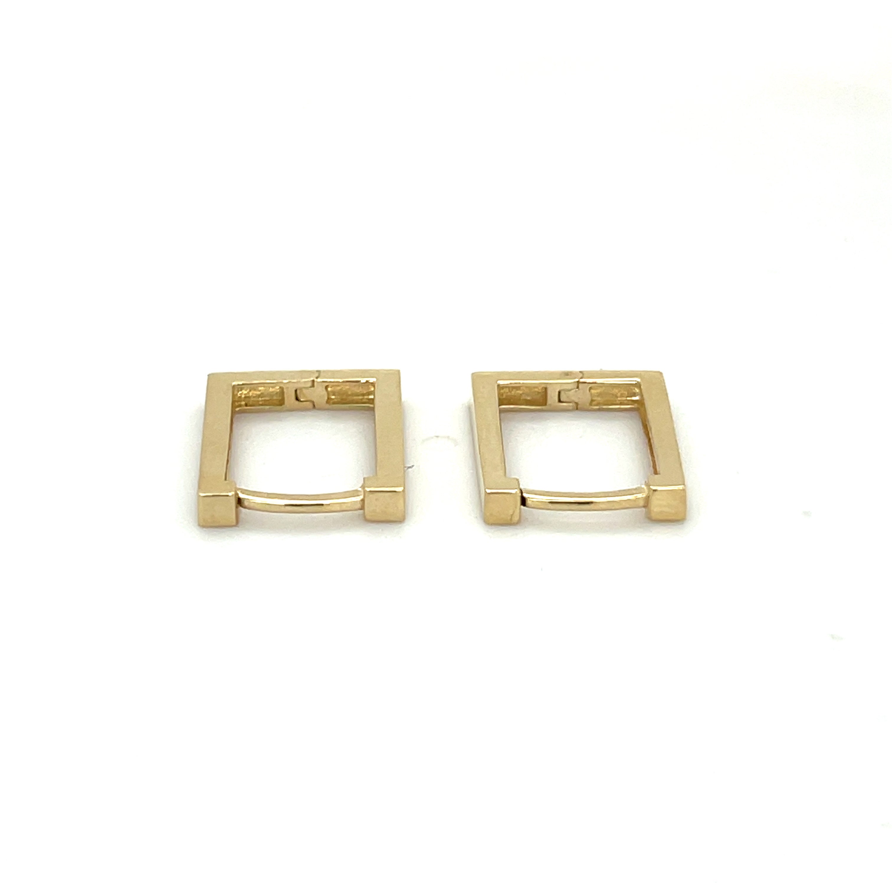 14K Yellow Gold Small Rectangle Hoop Earrings