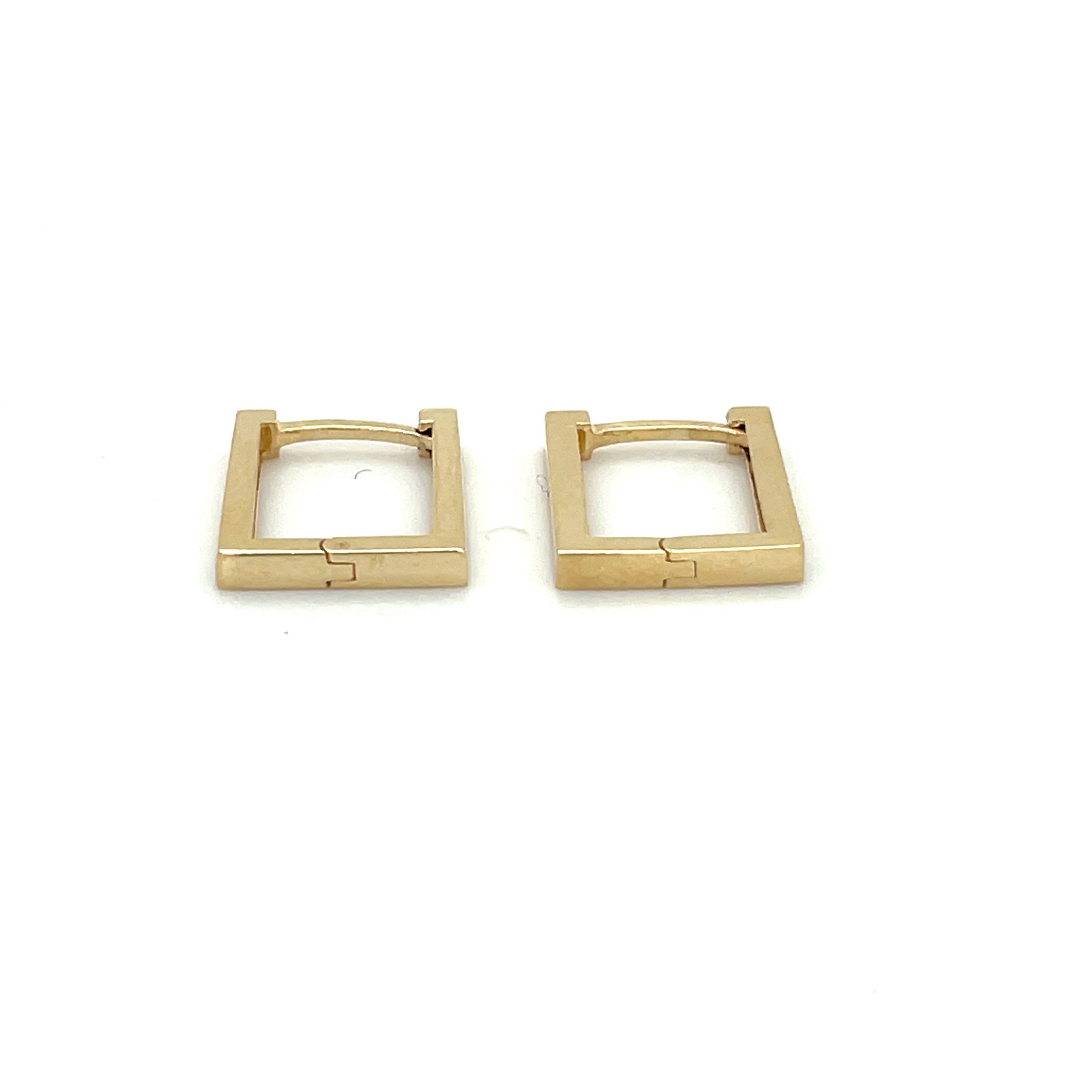 14K Yellow Gold Small Rectangle Hoop Earrings