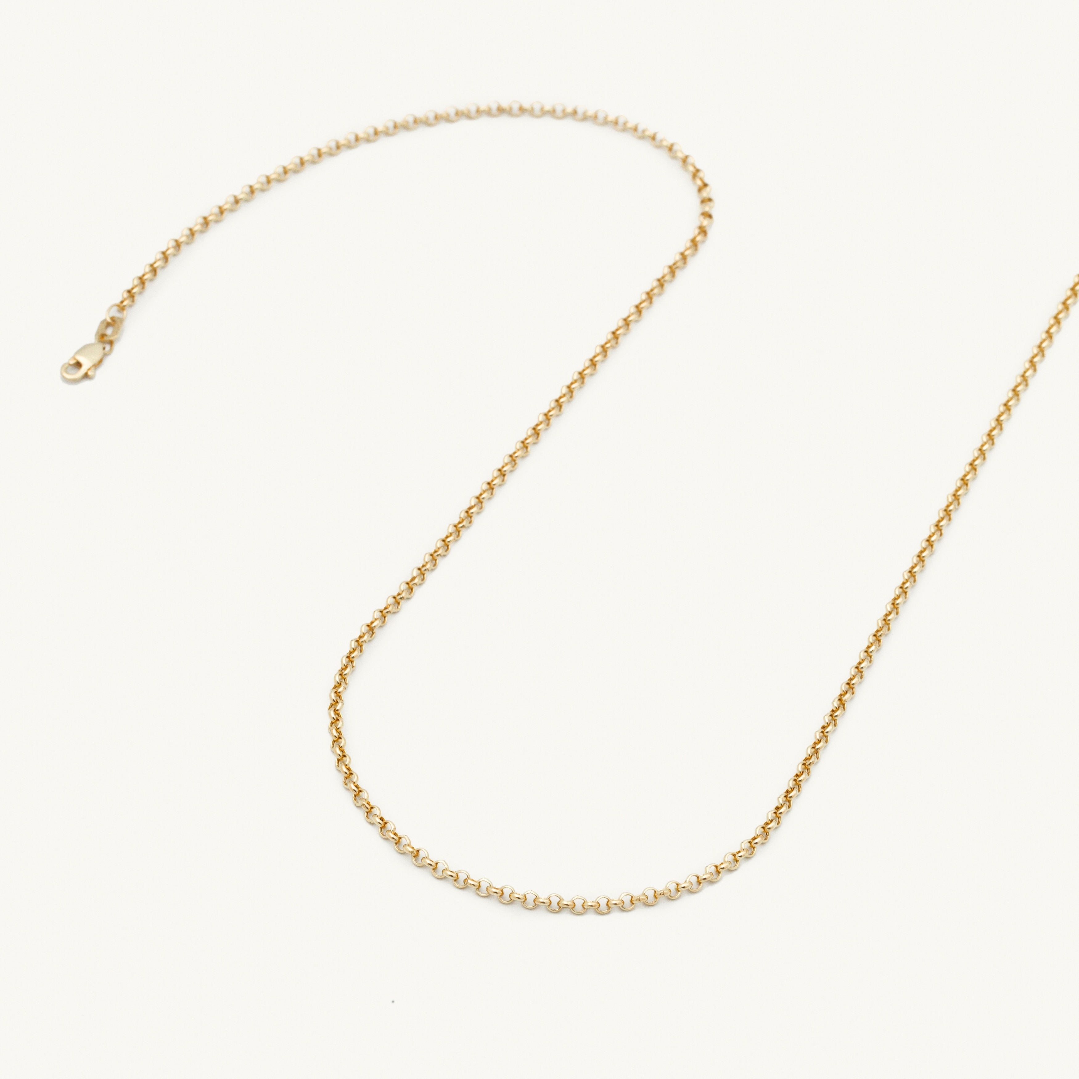 14K Gold Rolo Link Choker Necklace 14 Inch Women