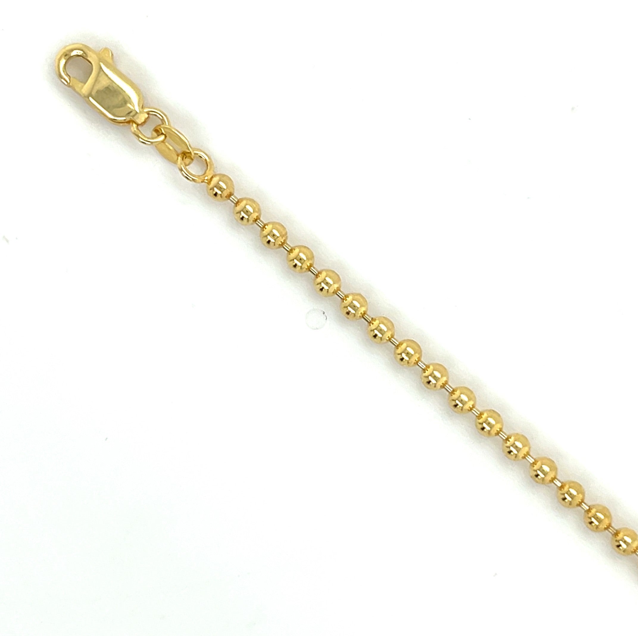 14K Solid Yellow Gold Ball Necklace Chain