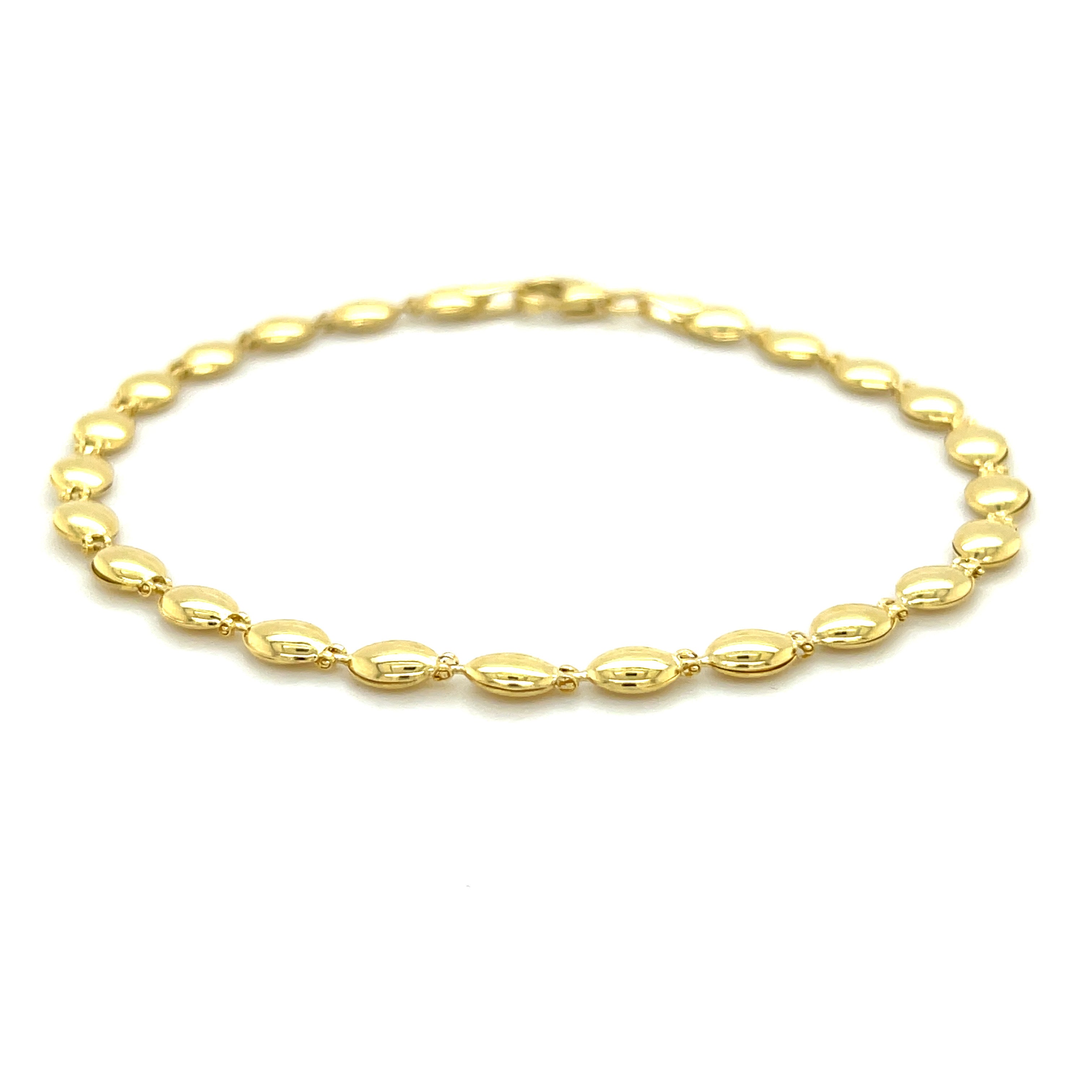 14K Gold Pebble Bead Bracelet
