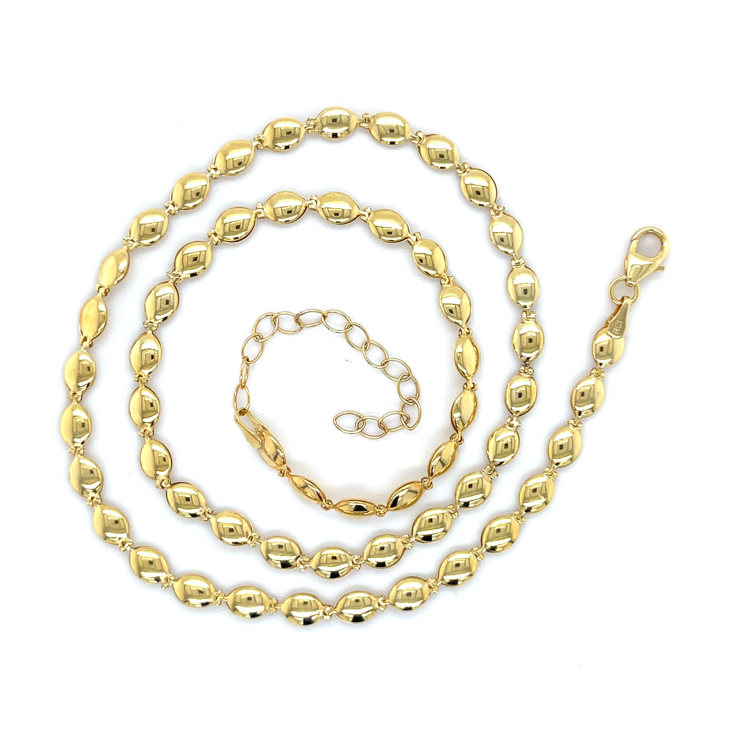 14k Gold Pebble Bead Necklace Chain