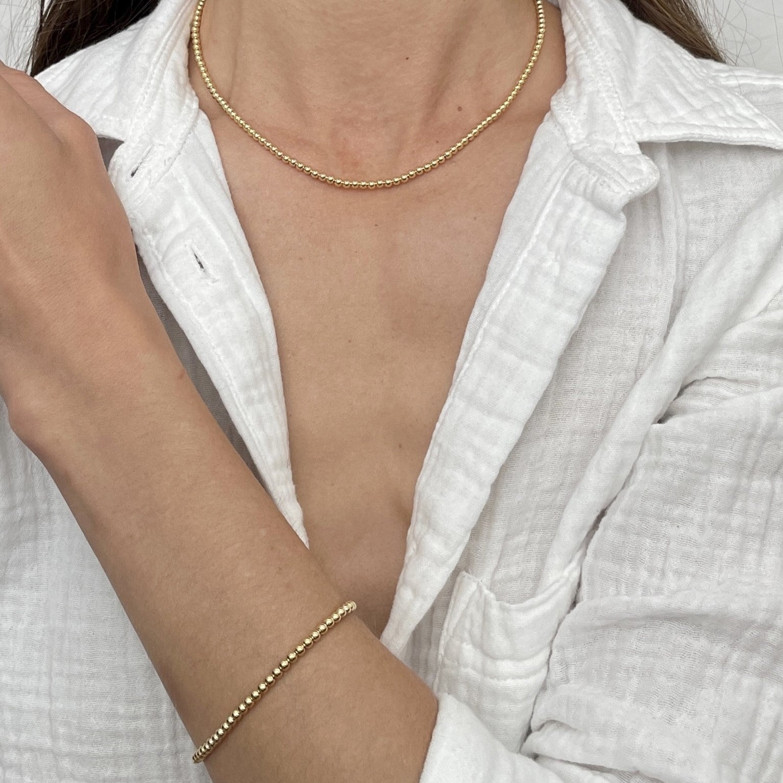 14k Gold 3mm Ball Necklace