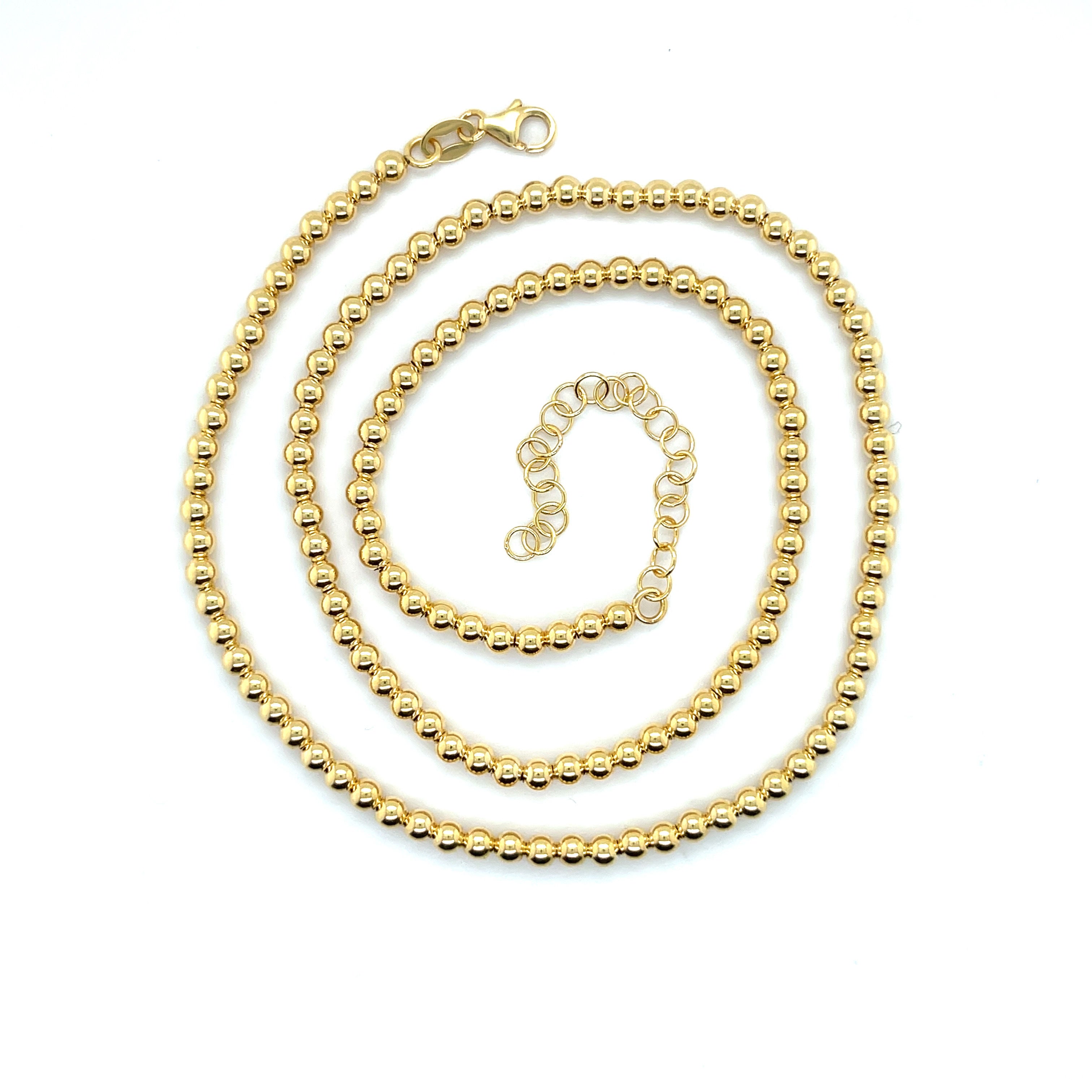 14K YELLOW GOLD BALL NECKLACE CHAIN