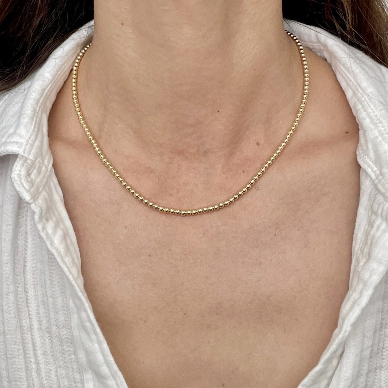 14k Gold 3mm Ball Necklace