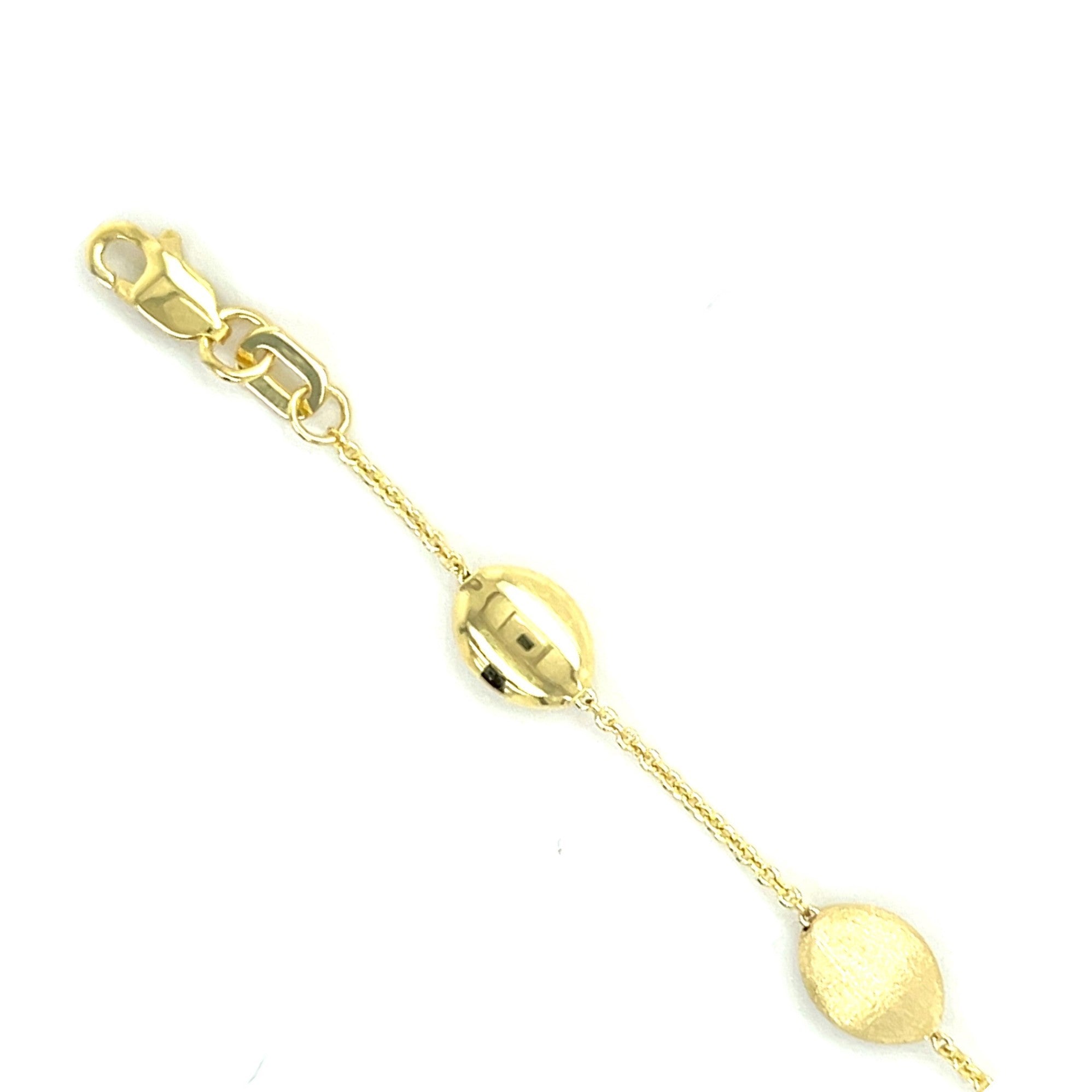 14K Gold Polished And Satin Pebble Bracelet