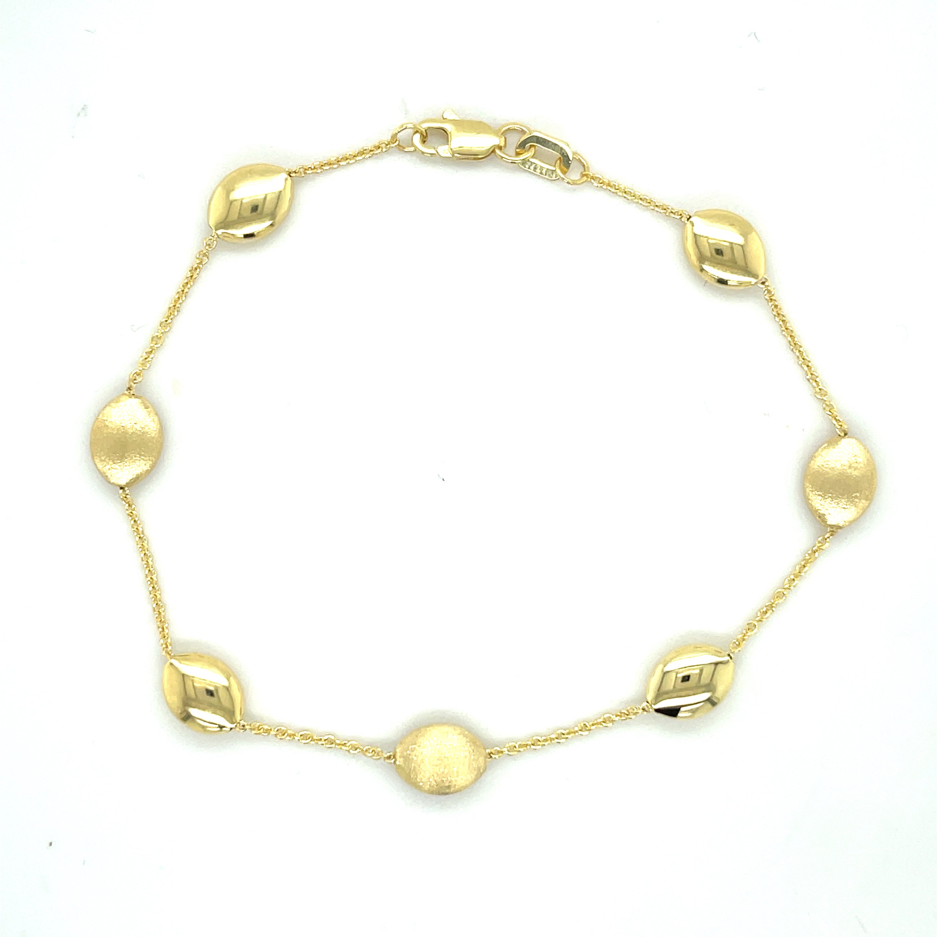 14K Gold Pebble Link Bracelet Women
