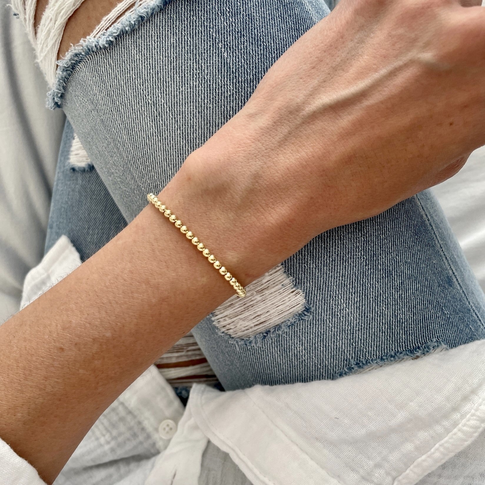 14K Yellow Gold Ball Bracelet Women