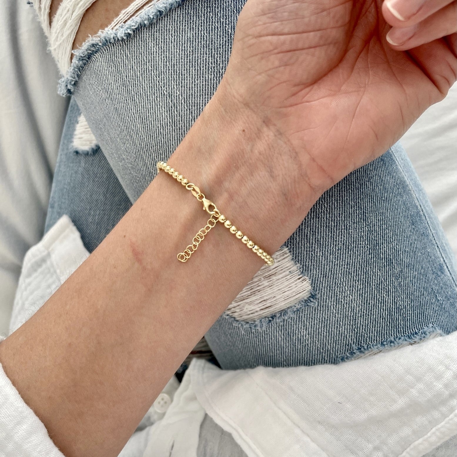 14K Yellow Gold Ball Bracelet Women