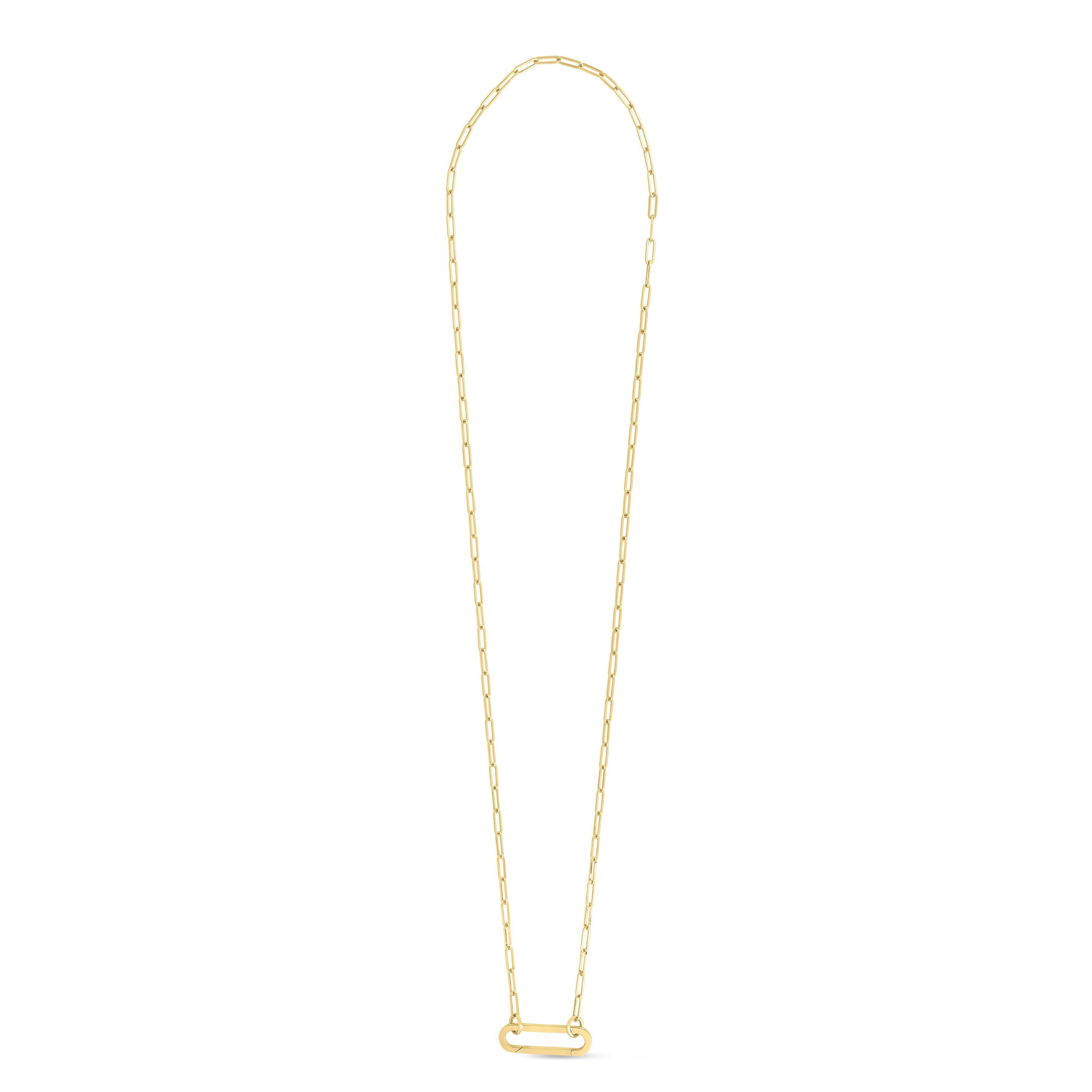 14K Gold Paperclip Necklace With Elongated Push Lock Clasp
