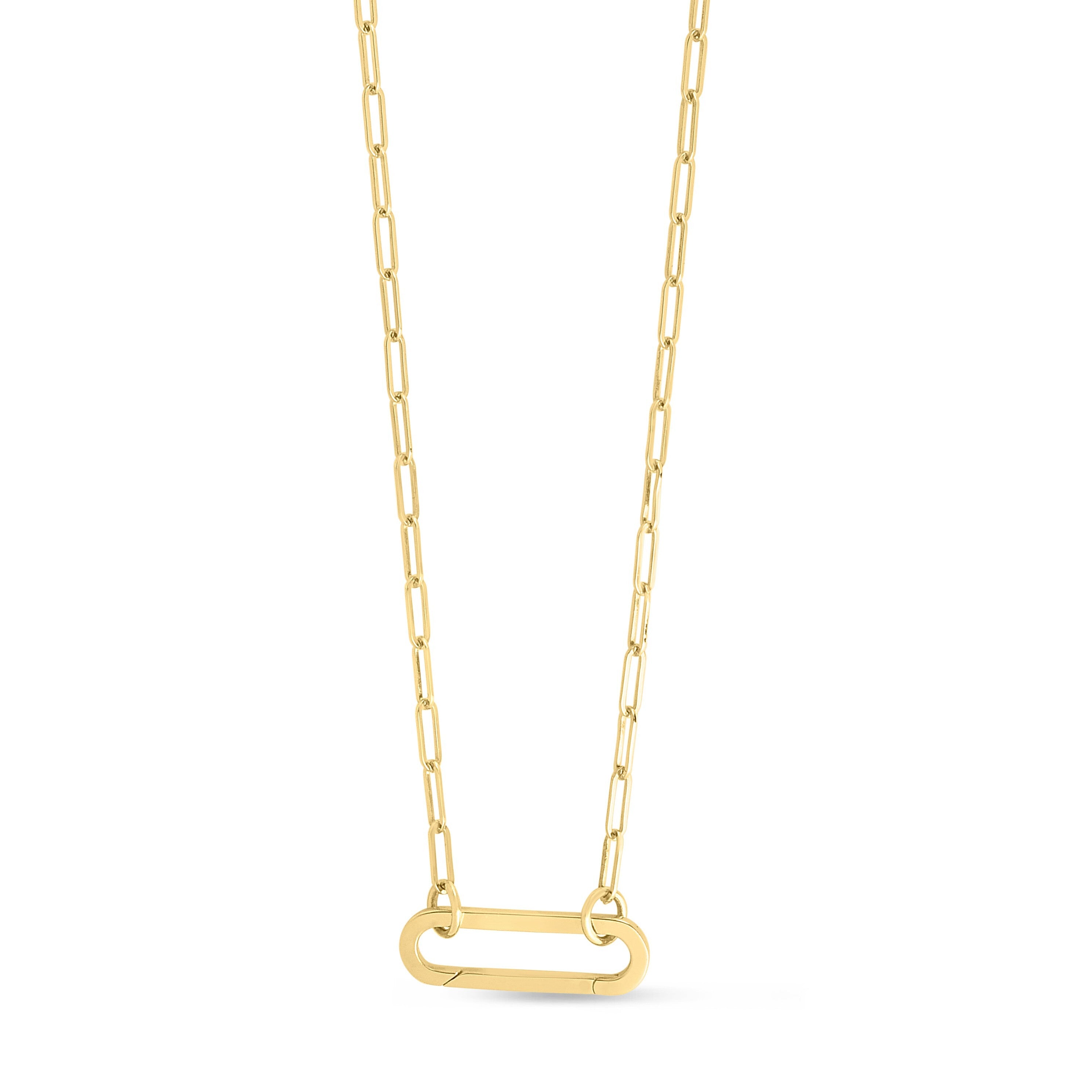 14K Gold Paperclip Necklace With Elongated Push Lock Clasp