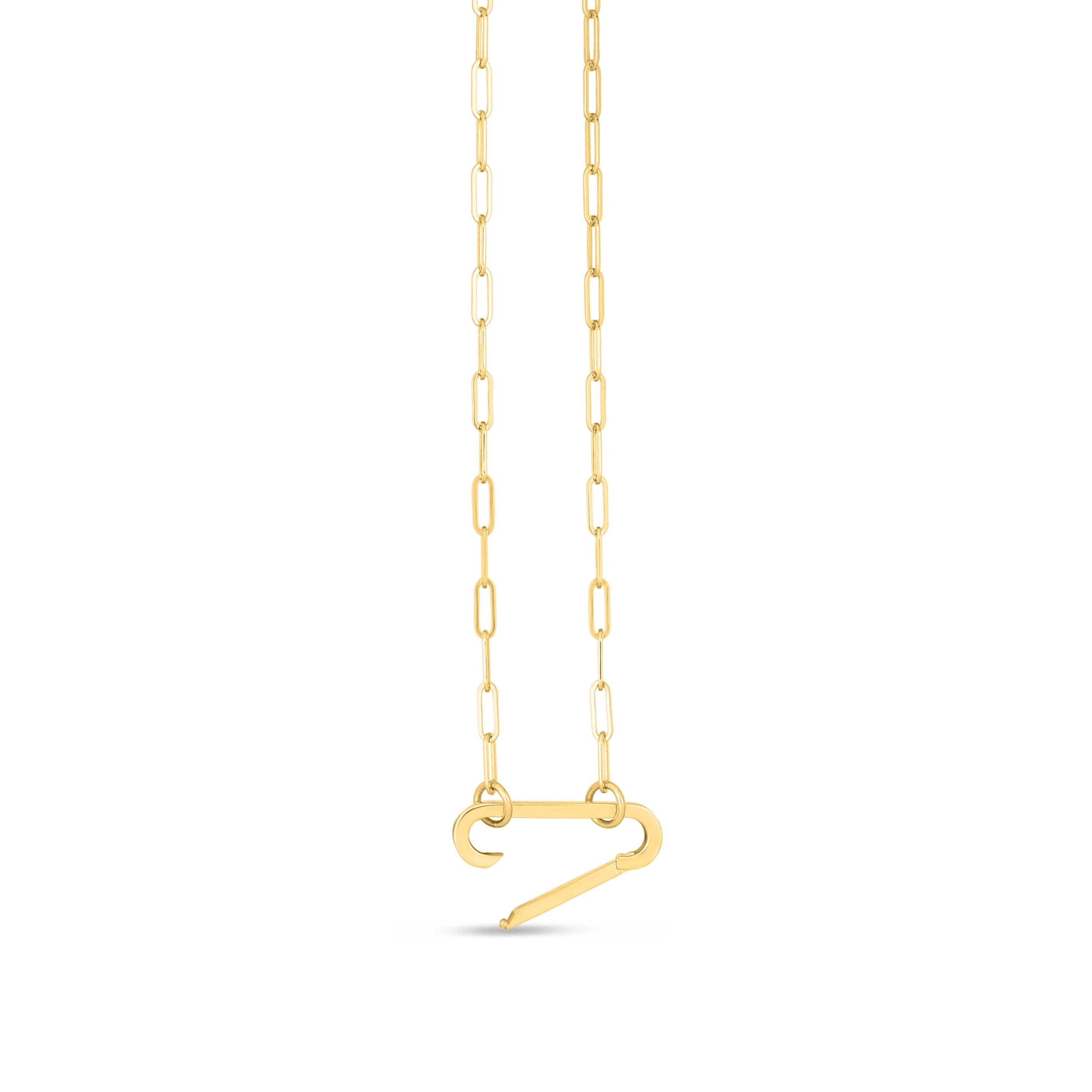 14K Gold Paperclip Necklace With Elongated Push Lock Clasp
