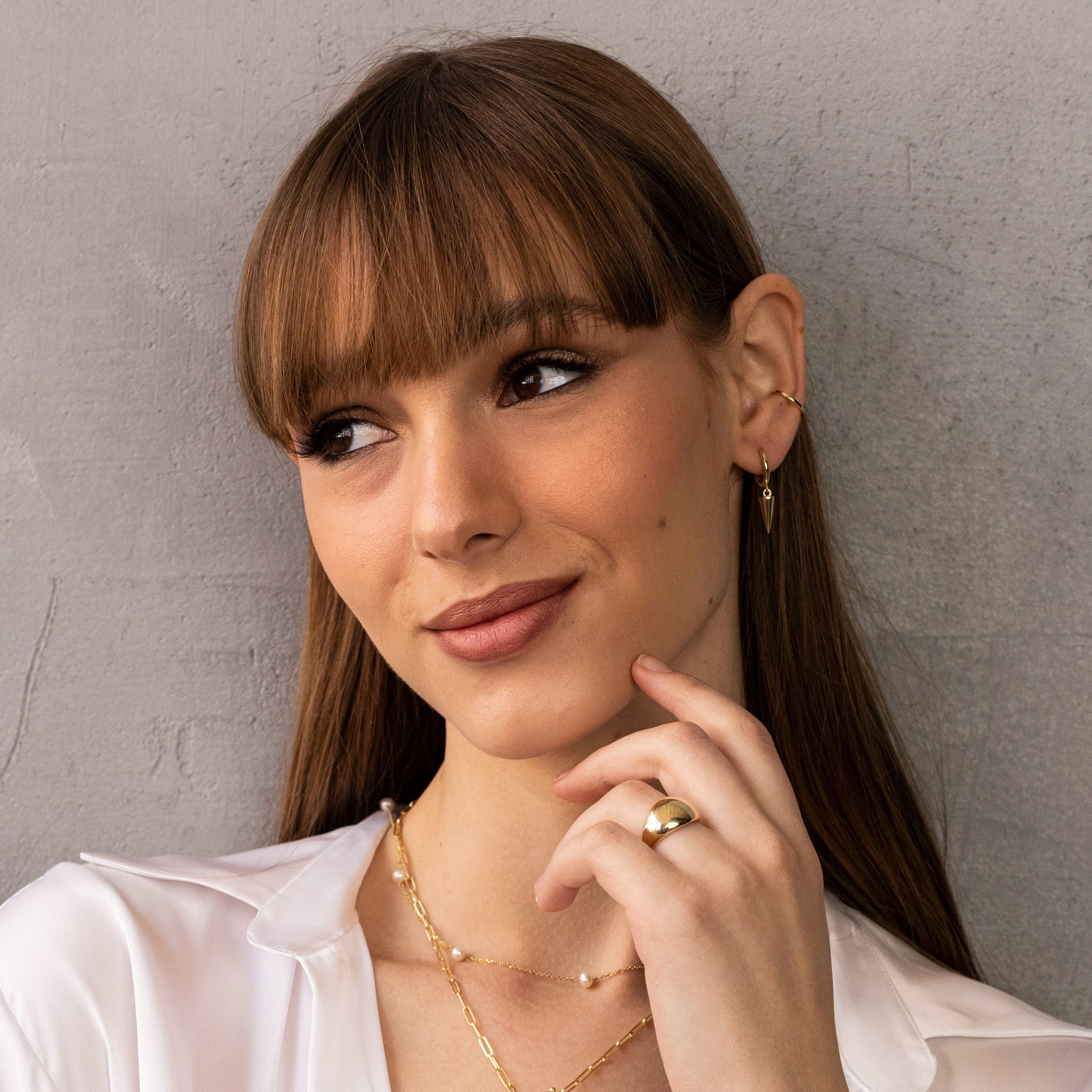 14K Gold Spike Drop Hoop Earrings