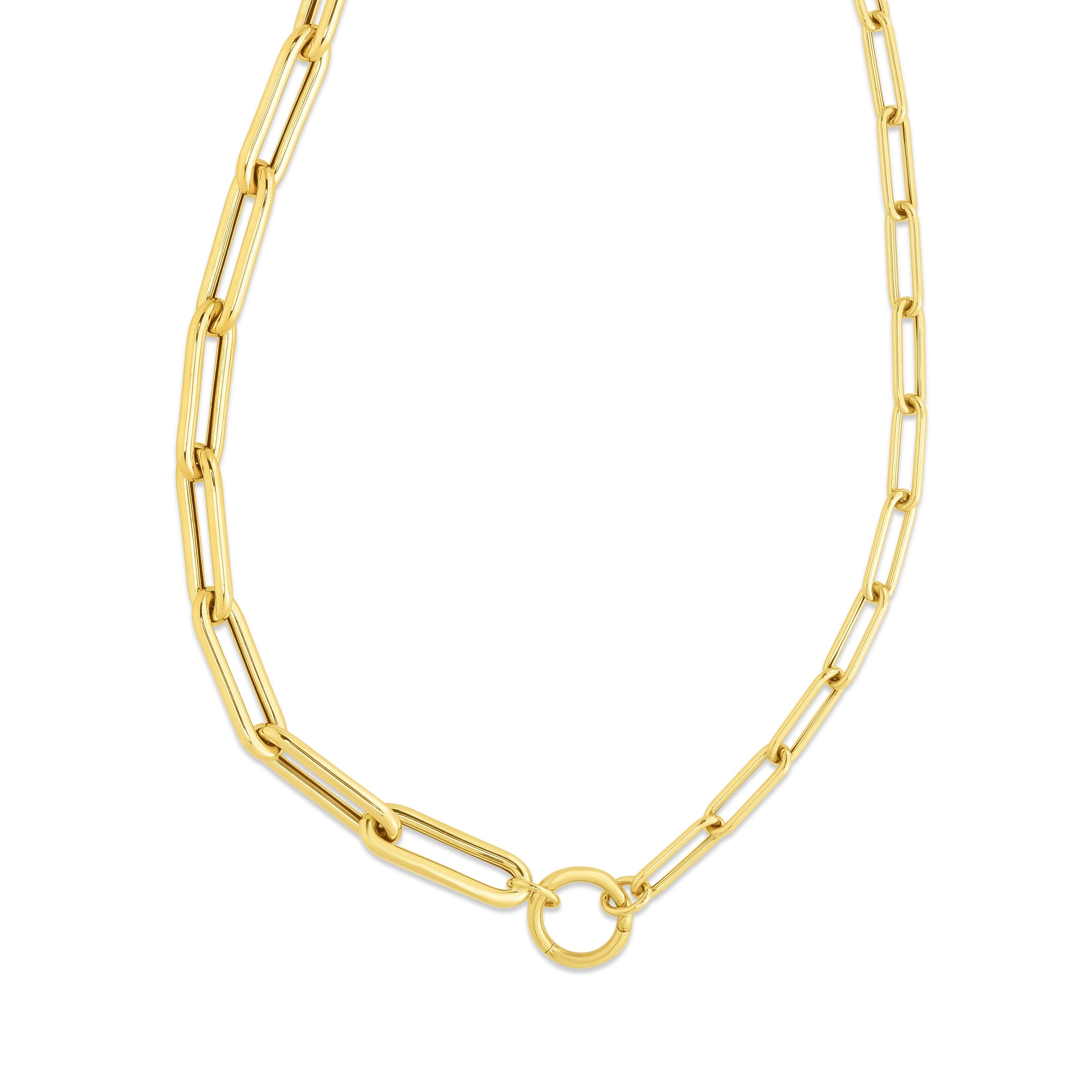 14K GOLD PAPERCLIP CHARM HOLDER