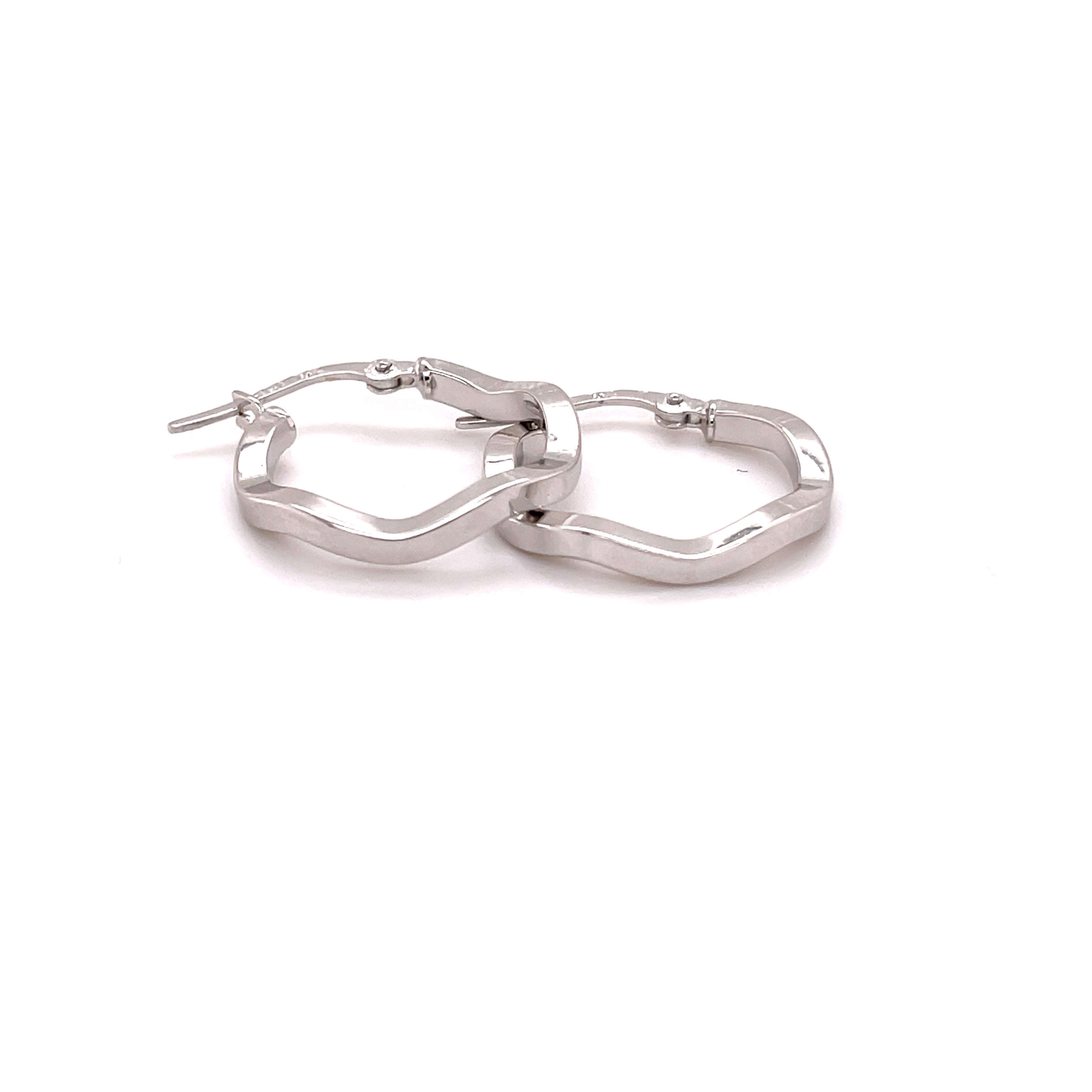 Small 14K White Gold Twist Hoop Earring Set