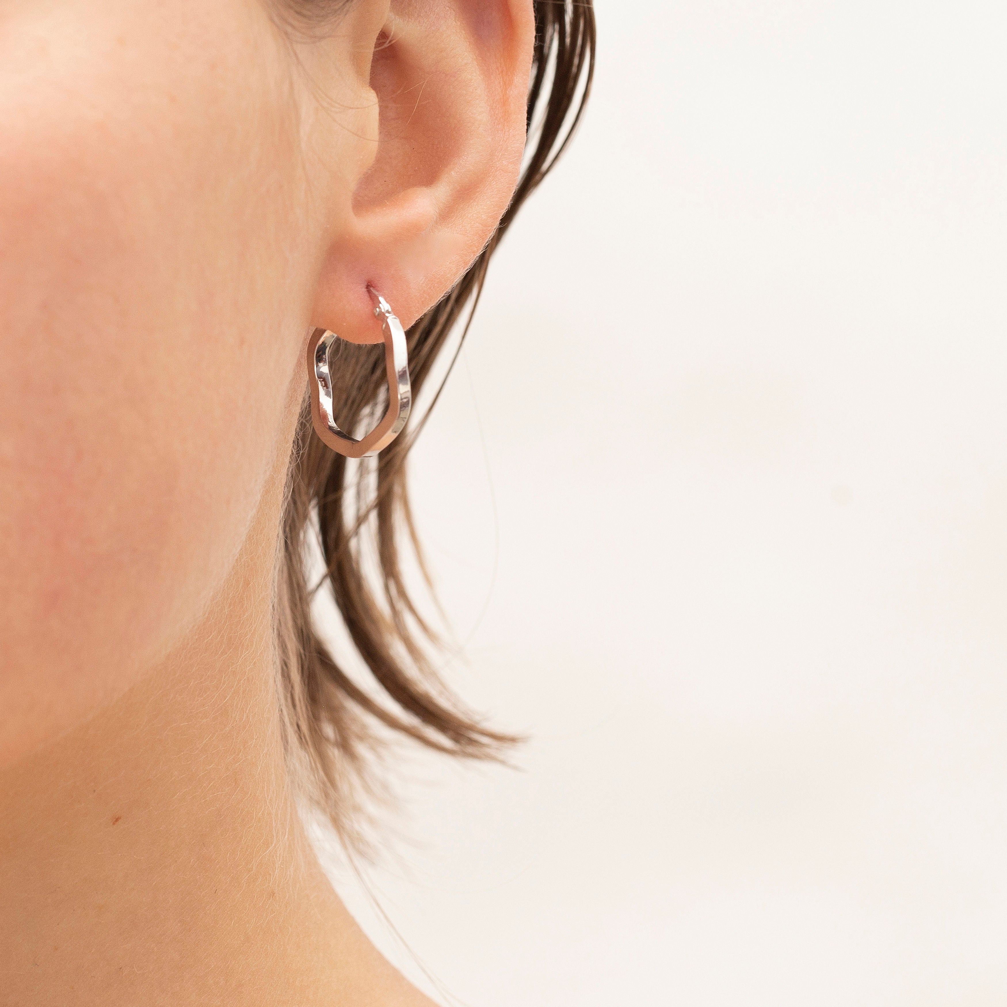 Small 14K White Gold Twist Hoop Earring Set