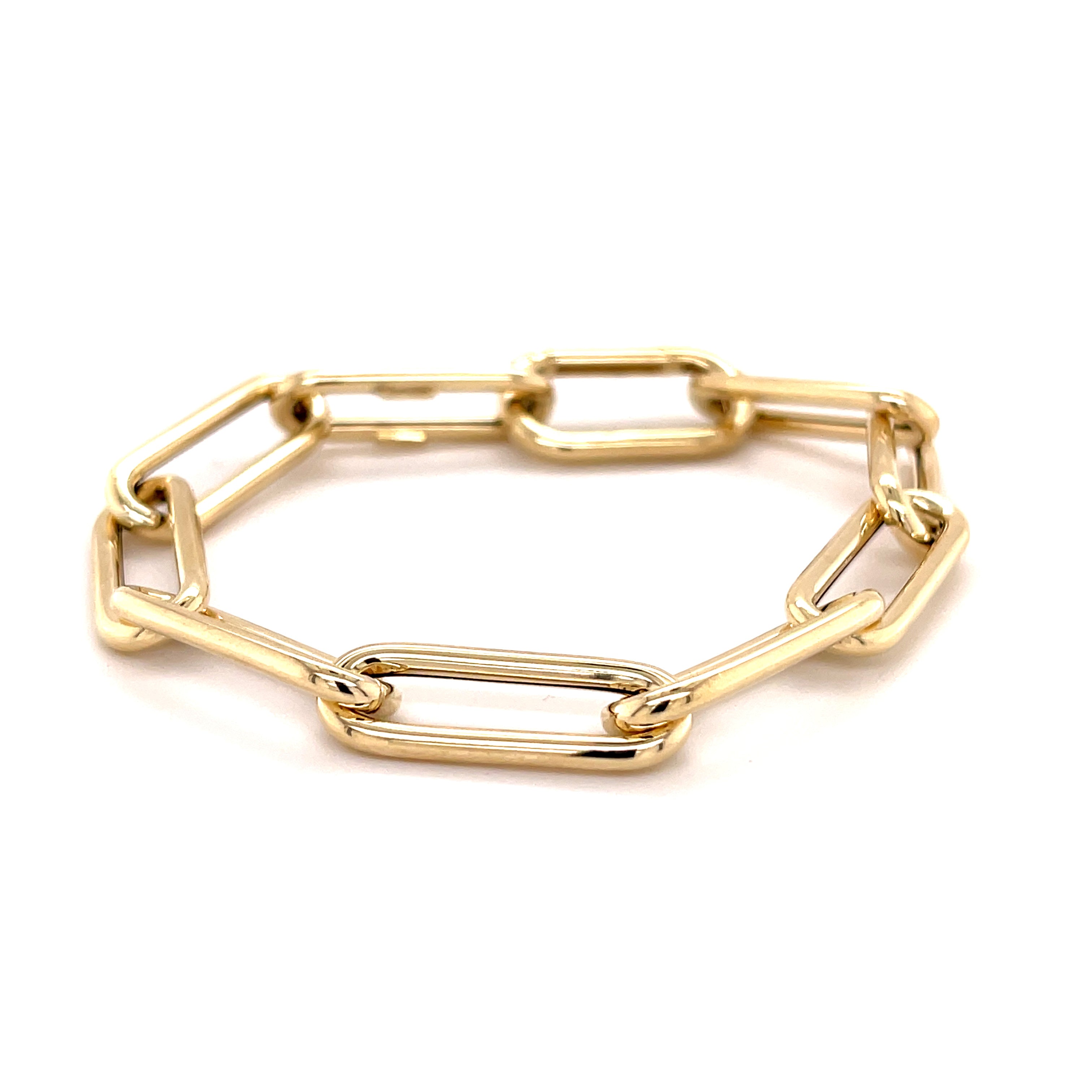 14K Gold Thick Paperclip Carabiner Bracelet