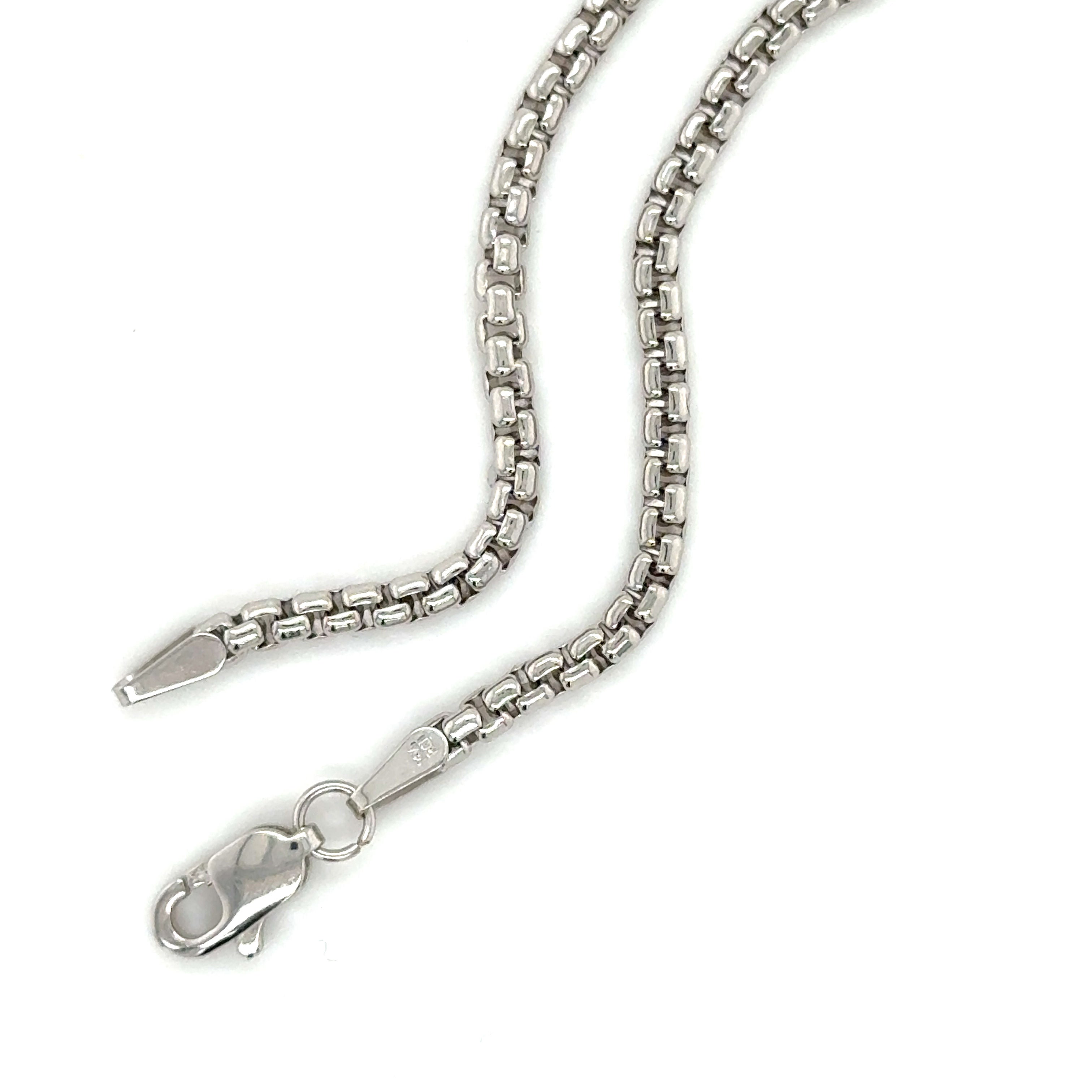 14K Solid White Gold Round Box Necklace Chain