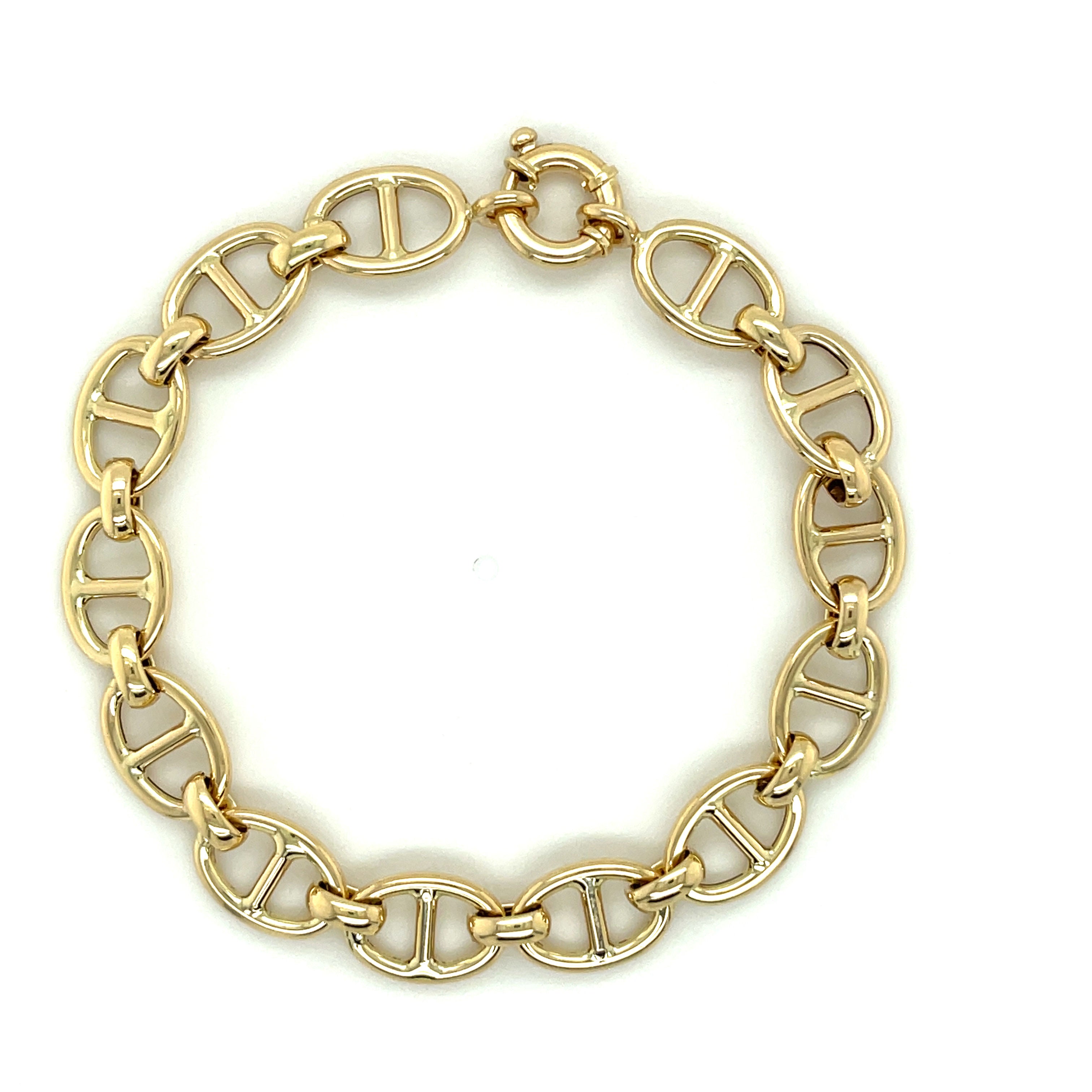 14K Yellow Gold Puffed Mariner Bracelet Women