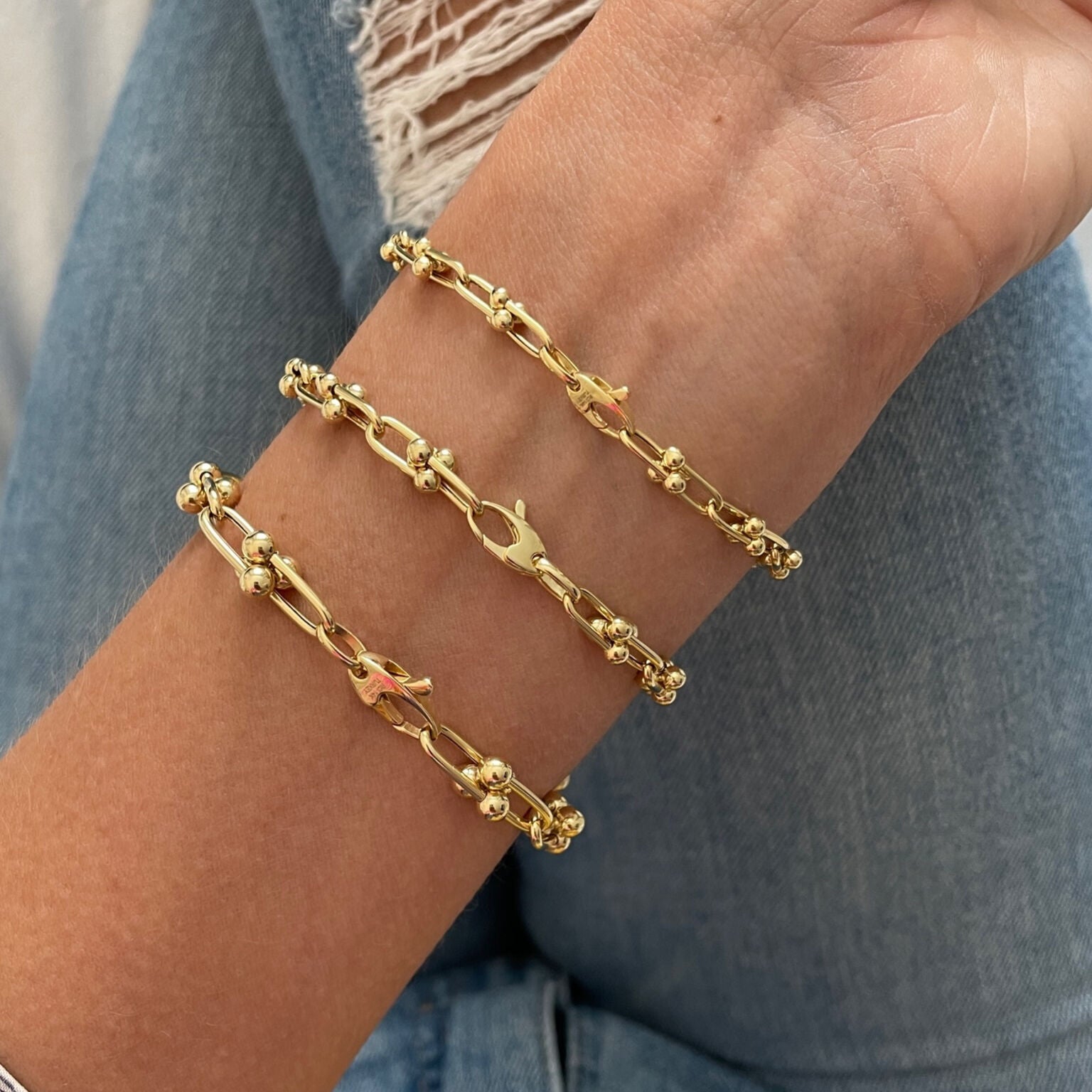 14K Gold U Link Bracelet