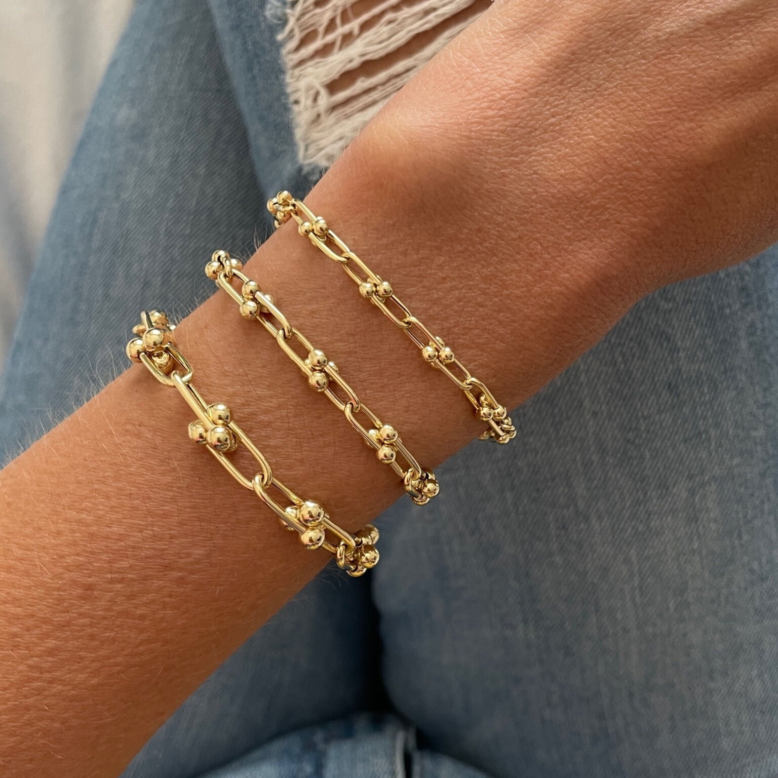 14K Gold U Link Bracelet