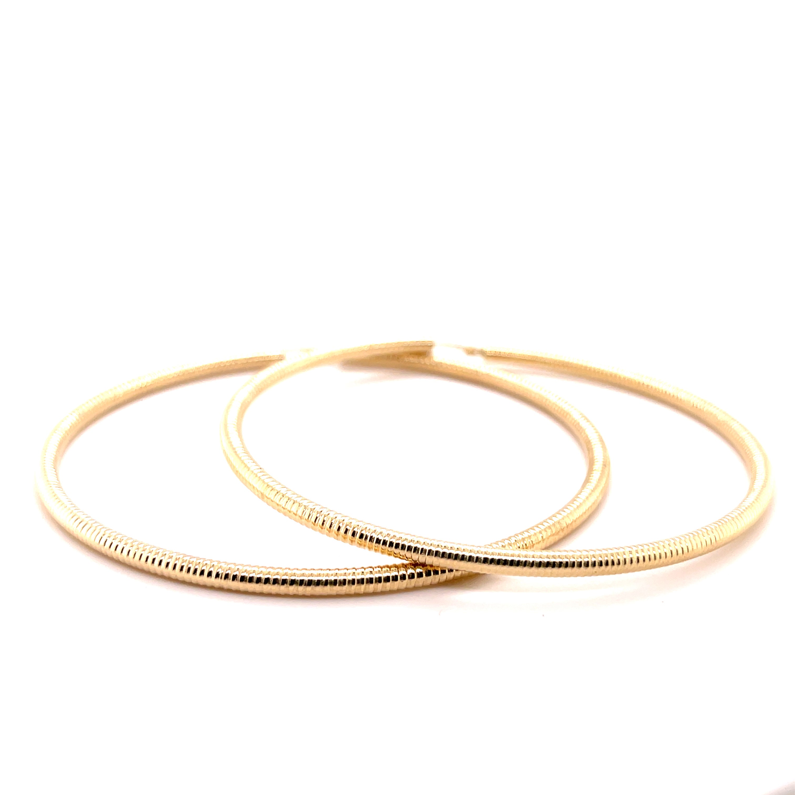 14K Gold Large 80mm Textured Hoops