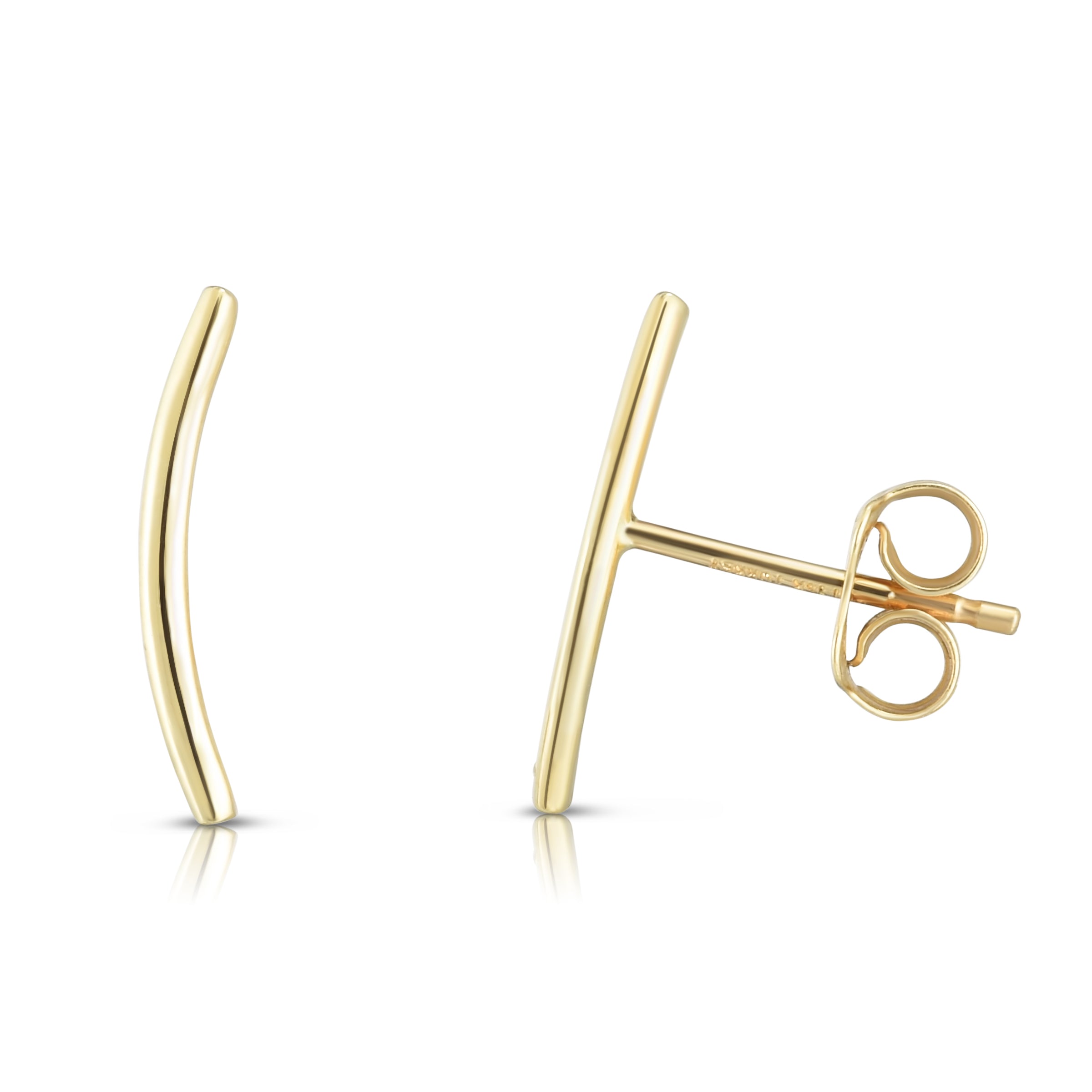 14K Gold Curved Bar Ear Climbers